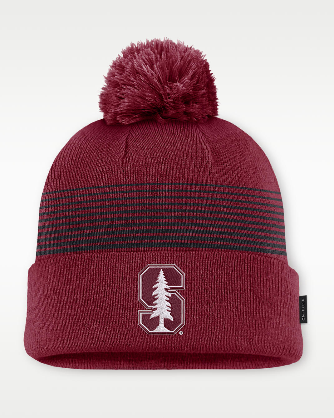 Stanford Sideline Peak Men's Nike College Cuffed Pom Beanie - Team Crimson/Black