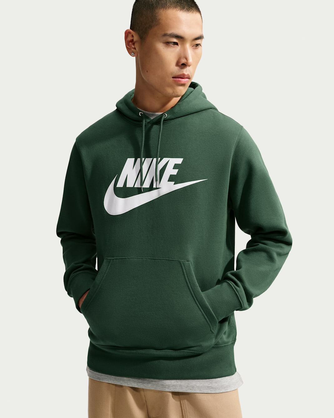 Nike Sportswear Club Men's Fleece Pullover Hoodie - Fir/Fir/White
