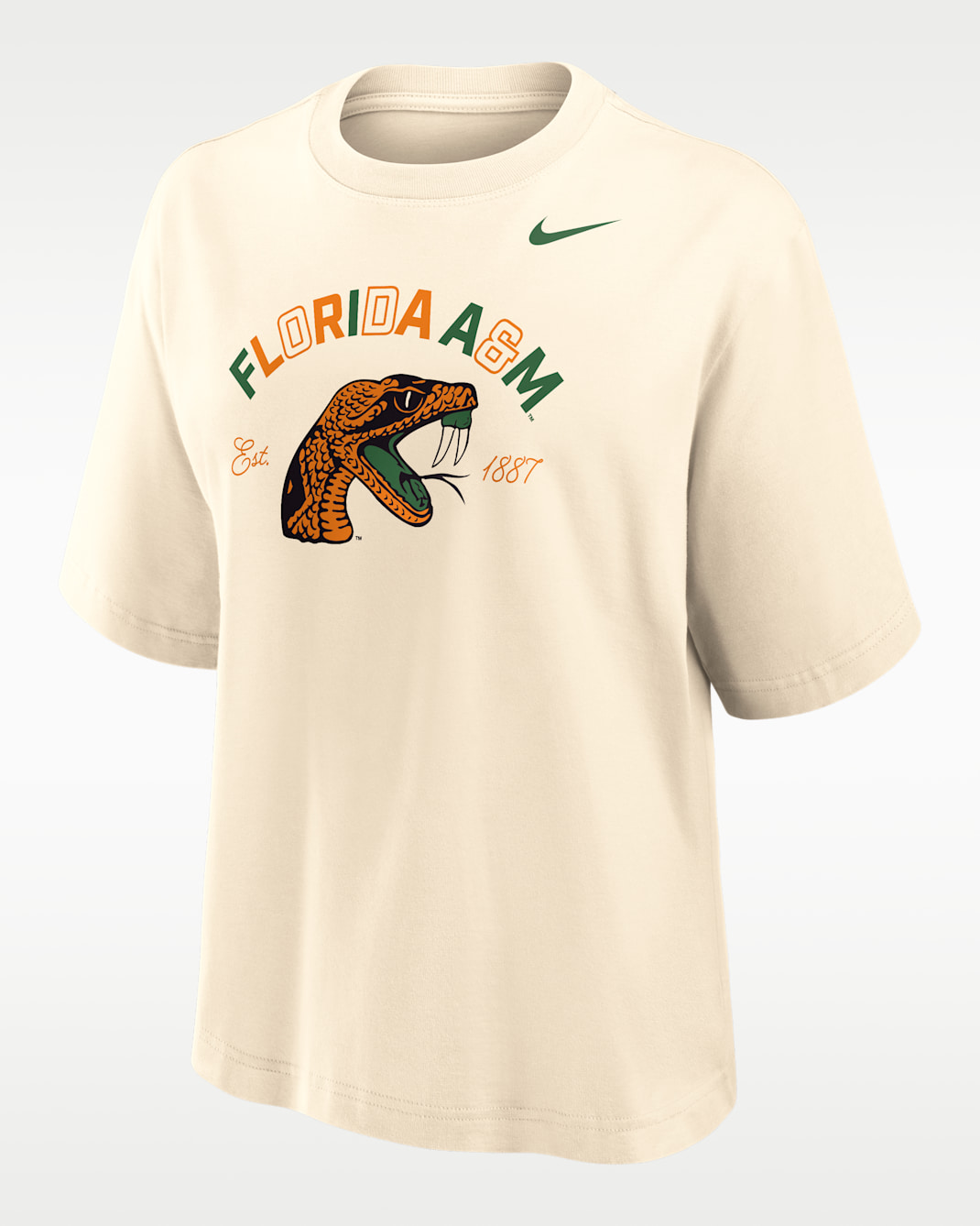 Nike College (Florida A&M University) Women's Boxy Cotton T-Shirt - Natural