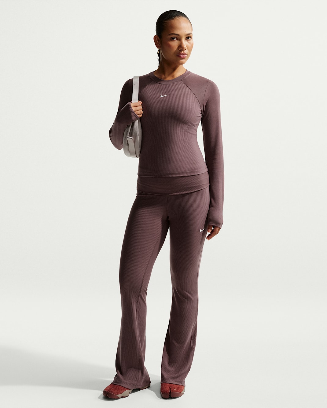 Nike Sportswear Chill Knit Women's Mid-Rise Tight Ribbed Pants - Tattoo/Sail