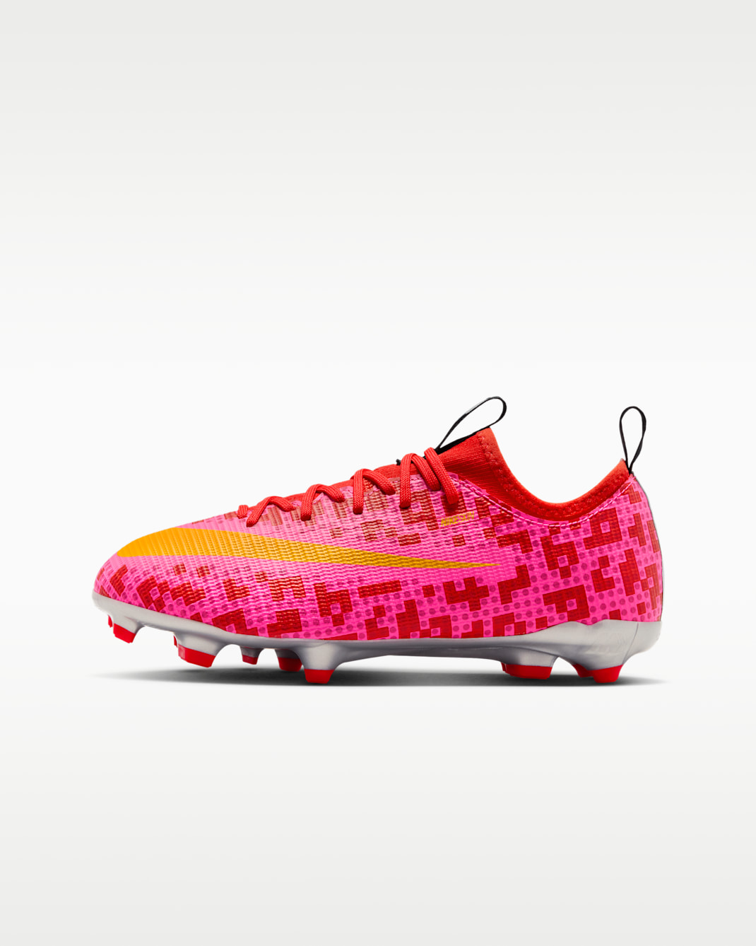 Nike Jr Mercurial Vapor Academy x LEGO® Collection Older Kids' Low-Top Football Boots - Rush Red/Metallic Silver/Hyper Pink/University Gold