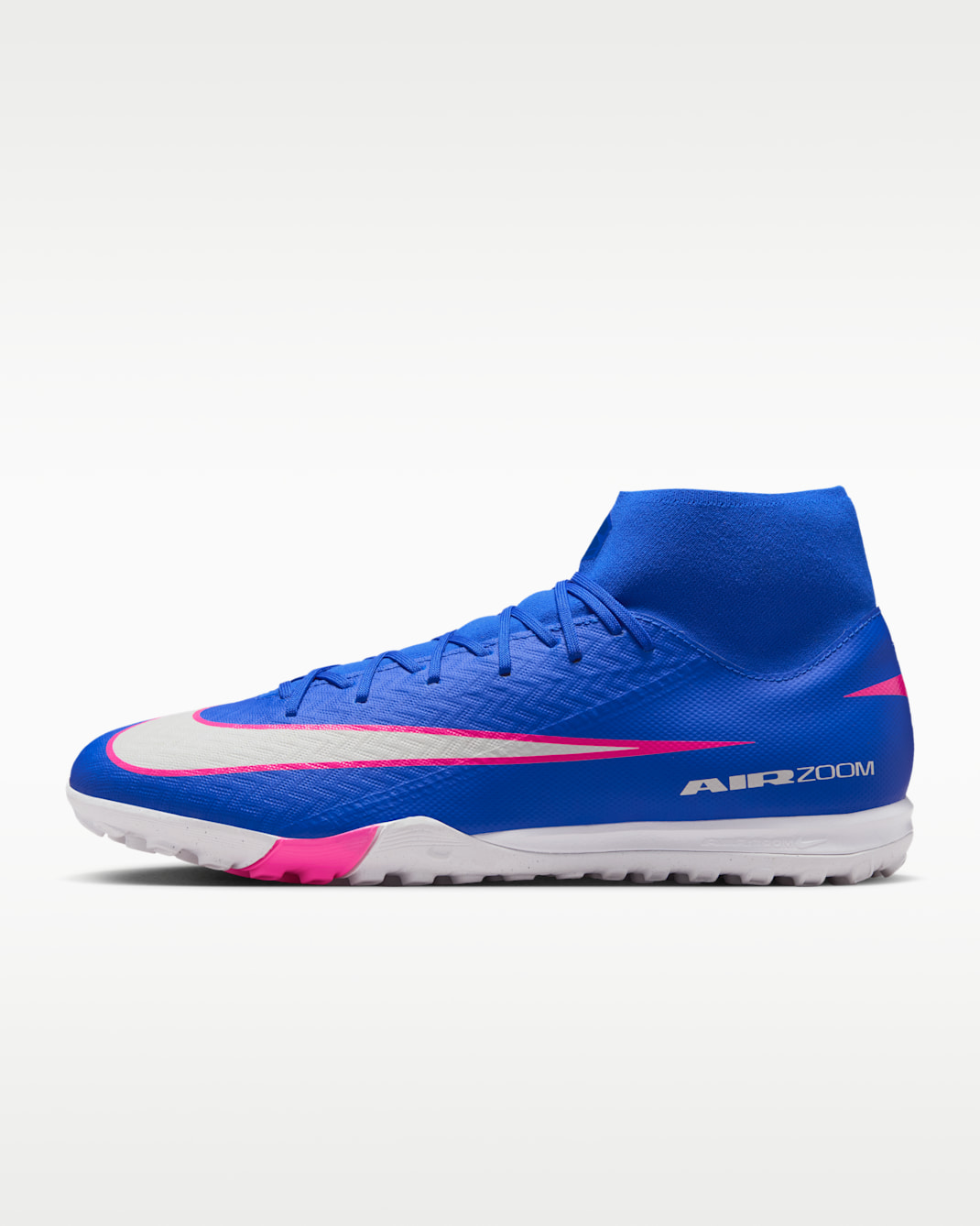 รองเท้าฟุตบอลหุ้มข้อสูงสำหรับพื้นสนามหญ้าเทียมสั้น Nike Mercurial Superfly 10 Academy - Racer Blue/ขาว