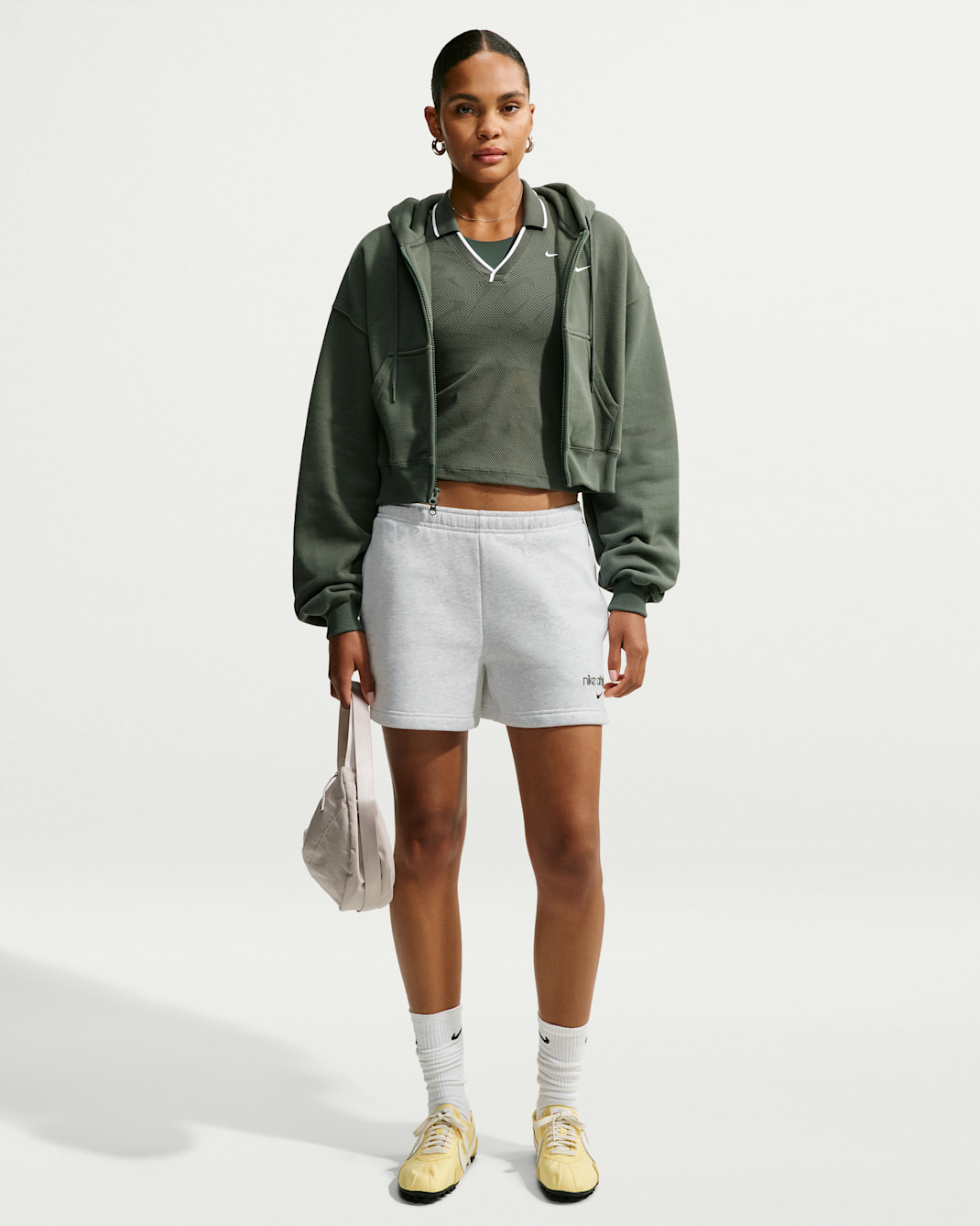 Nike Studio Fleece Medium Weight damesshorts met halfhoge taille - Birch Heather