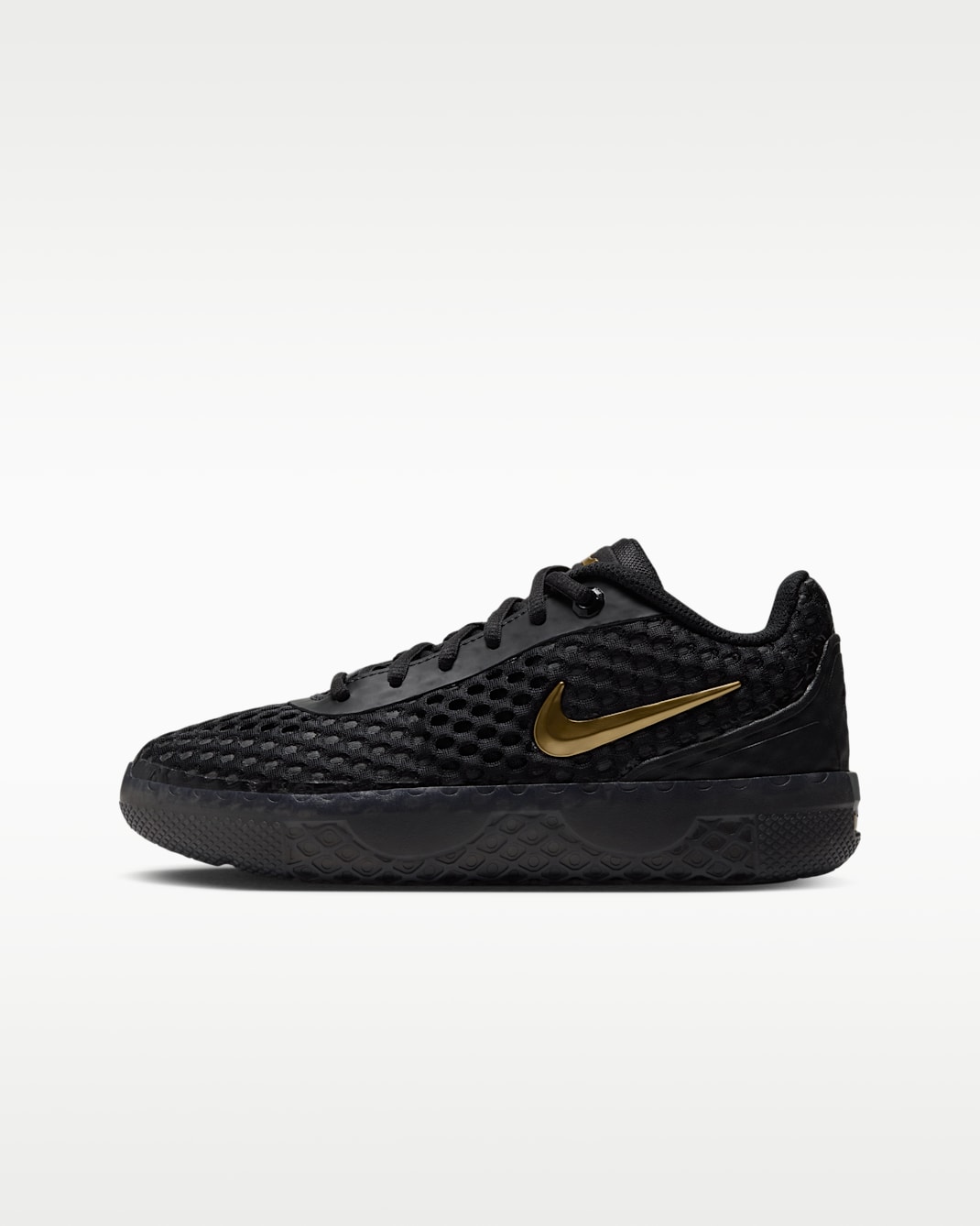 LeBron Witness X Big Kids' Basketball Shoes - Black/Black/Iron Grey/Metallic Gold