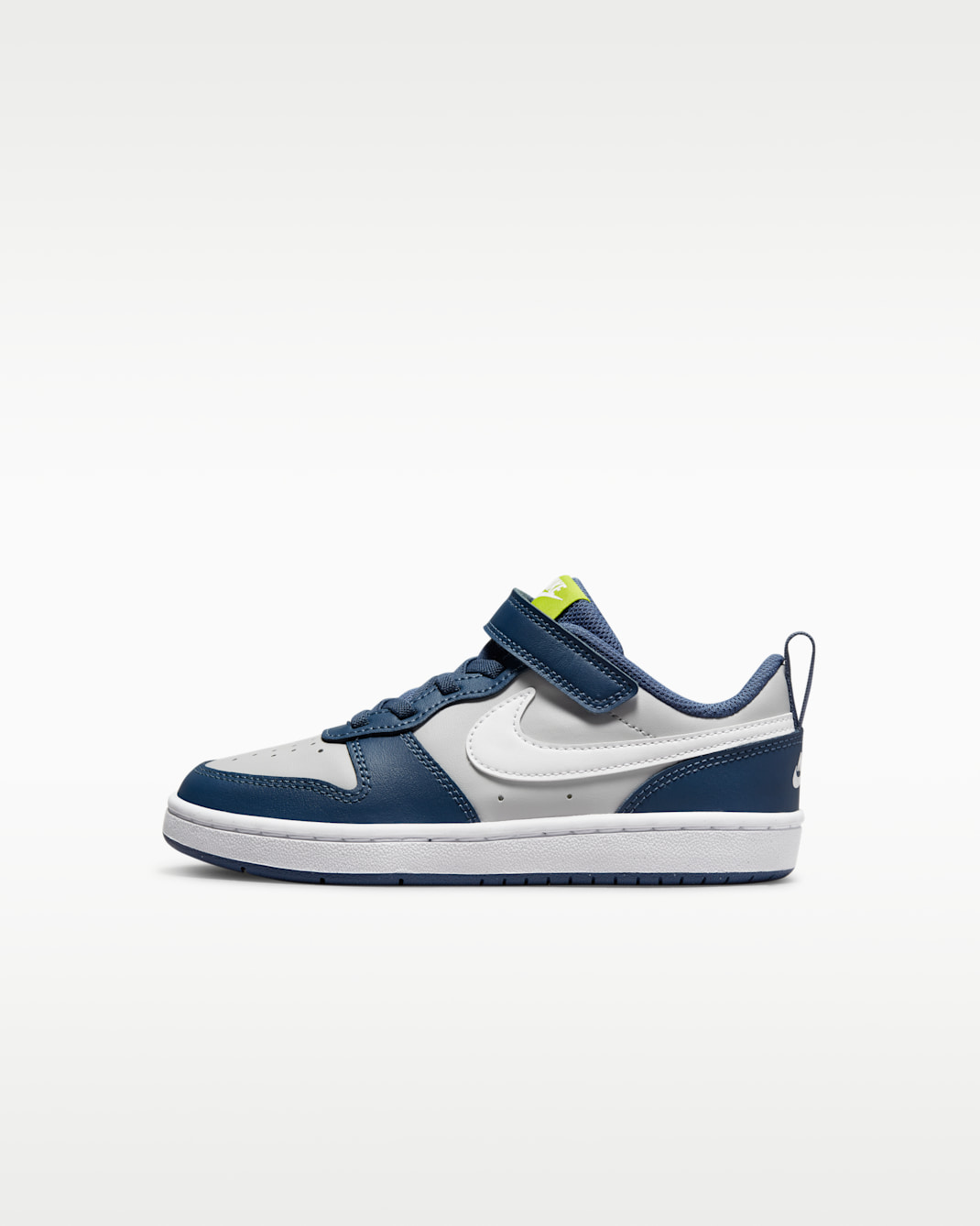 Tenis para niños de preescolar Nike Court Borough Low 2 - Gris niebla/Azul marino místico/Verde atómico/Blanco
