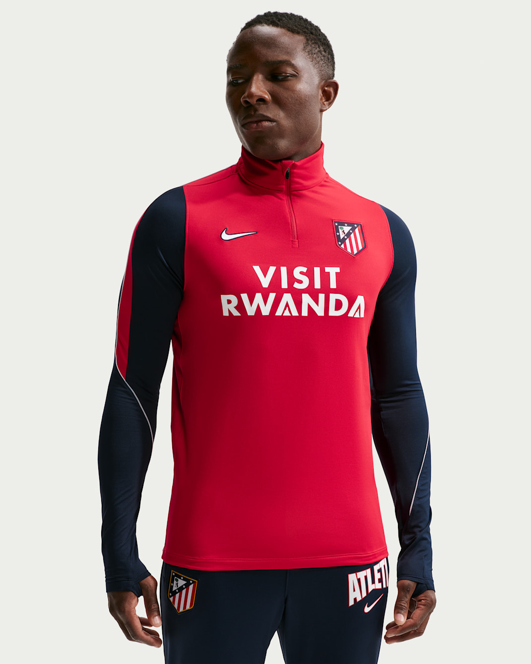 Atlético Madrid Strike Third Men's Nike Dri-FIT Football Knit Drill Top - Salsa Red/Obsidian/Salsa Red/White