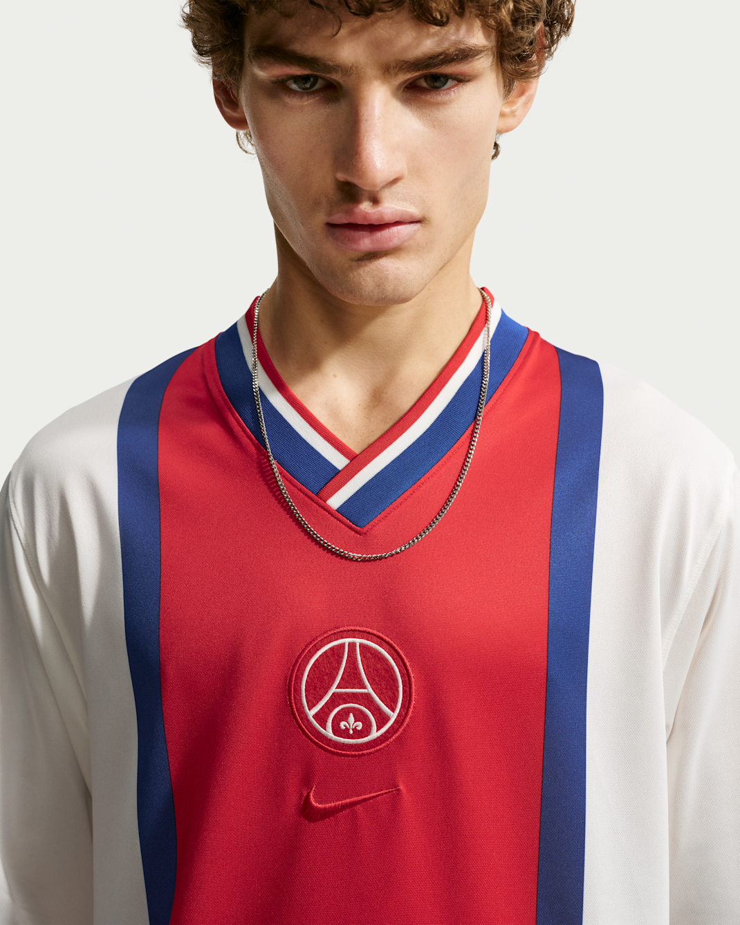 Camisola de futebol de manga comprida do equipamento alternativo Nike Dri-FIT Paris Saint-Germain Energy para homem - Sail/Vermelho University/Old Royal/Vermelho University