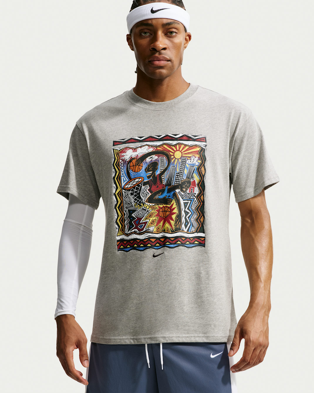 Playera de básquetbol para hombre Nike - Gris oscuro jaspeado