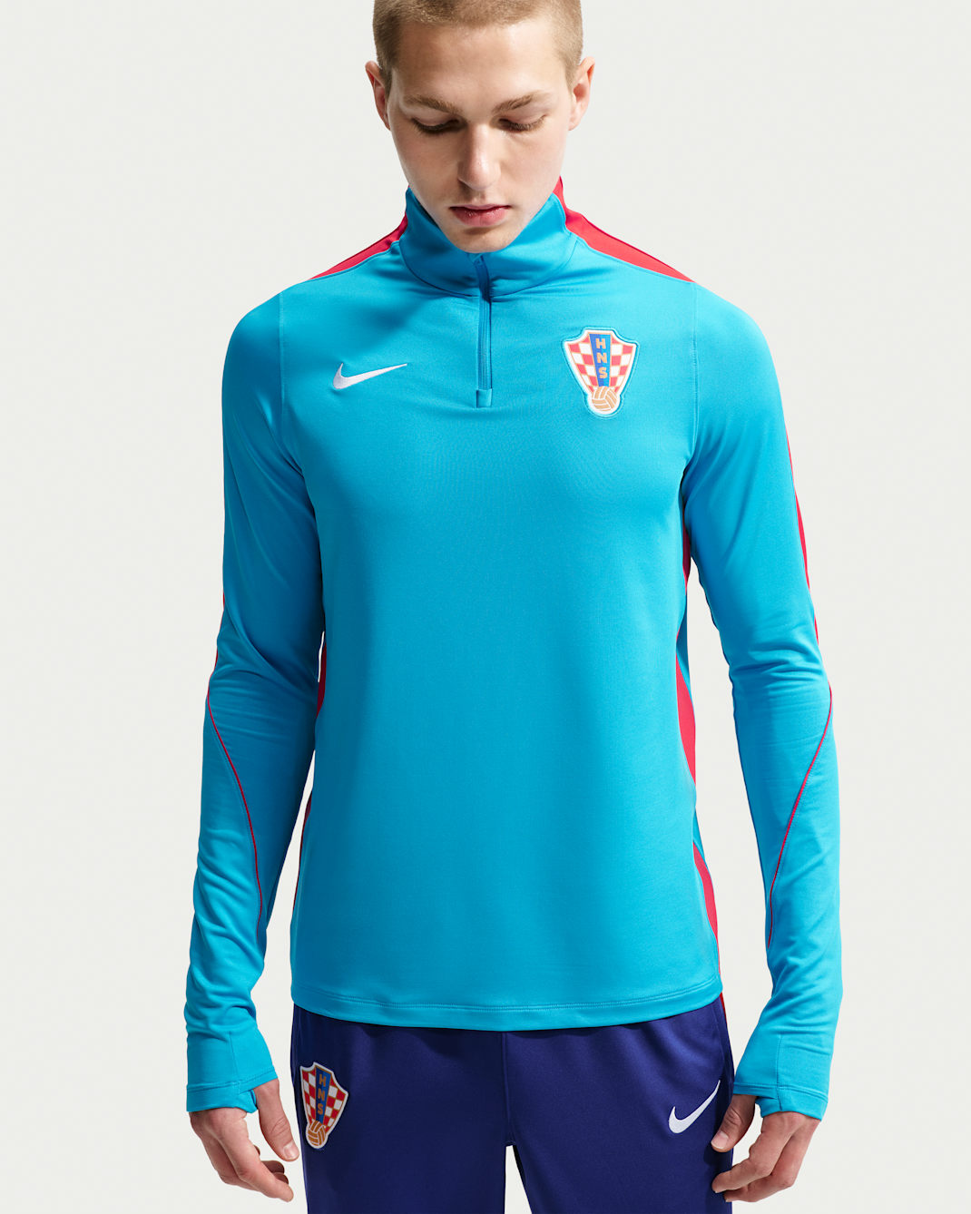 Croatia 2026 Strike Drill Top Men's Nike Dri-FIT Football 1/2-Zip Drill Top - Laser Blue/Sport Red/White