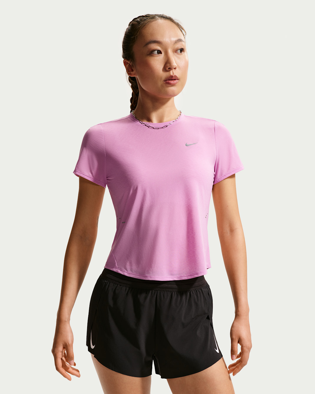 Nike Swift Breathe Women's Dri-FIT Short-Sleeve Running Top - Light Magenta/Photon Dust/White