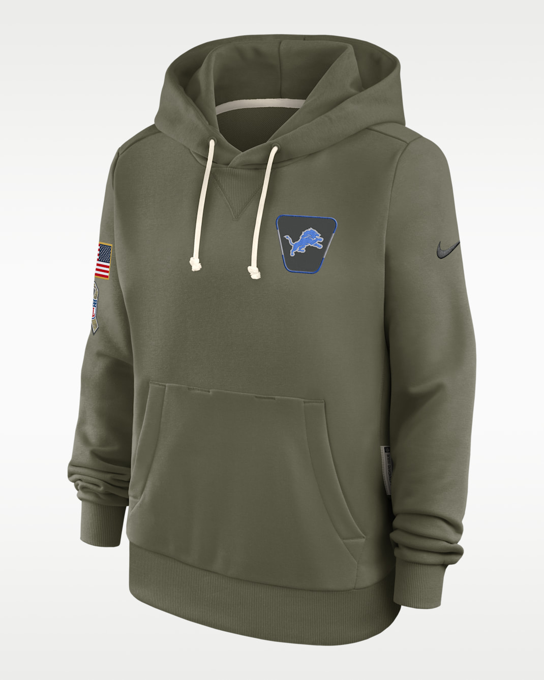 Detroit Lions Salute to Service Sideline Women's Nike Dri-FIT NFL Pullover Hoodie - Olive