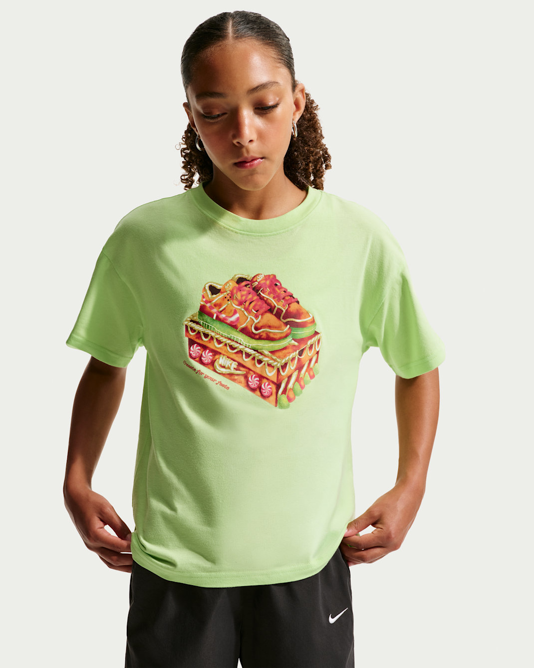 Playera para niños talla grande Nike Sportswear - Lima líquida claro