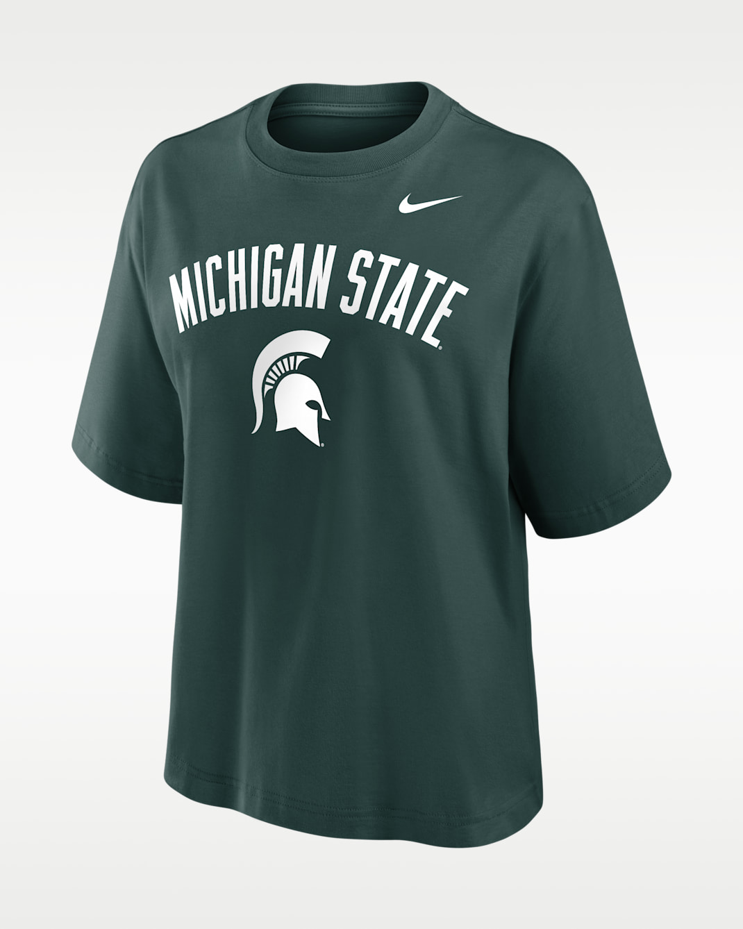 Michigan State Arch Over Logo Boxy Women's Nike College T-Shirt - Green