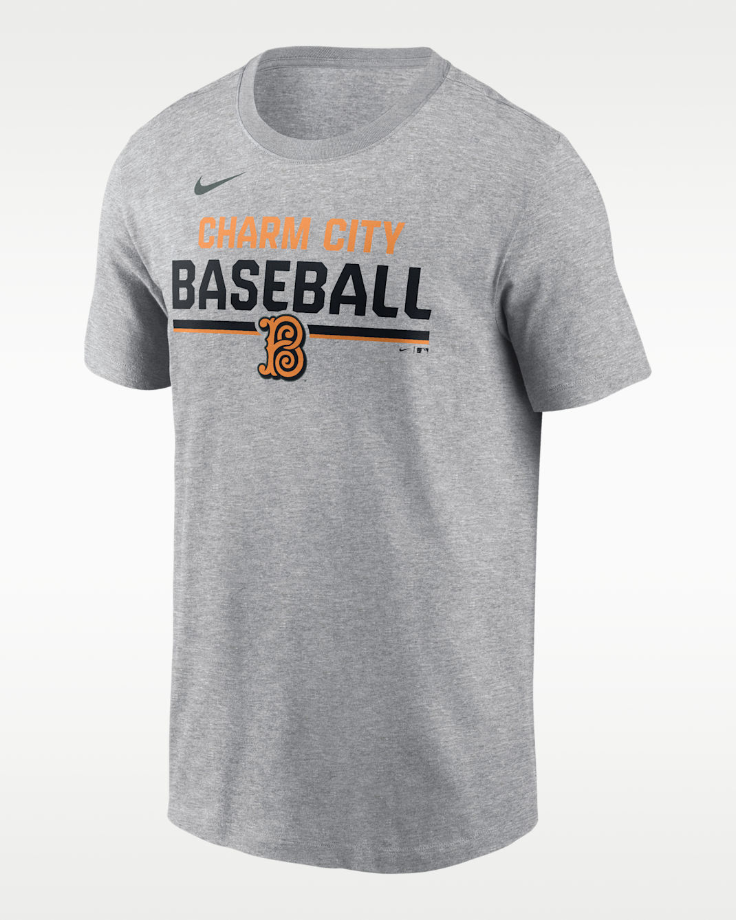 Baltimore Orioles Stacked City Connect Men's Nike MLB T-Shirt - Charcoal Heather