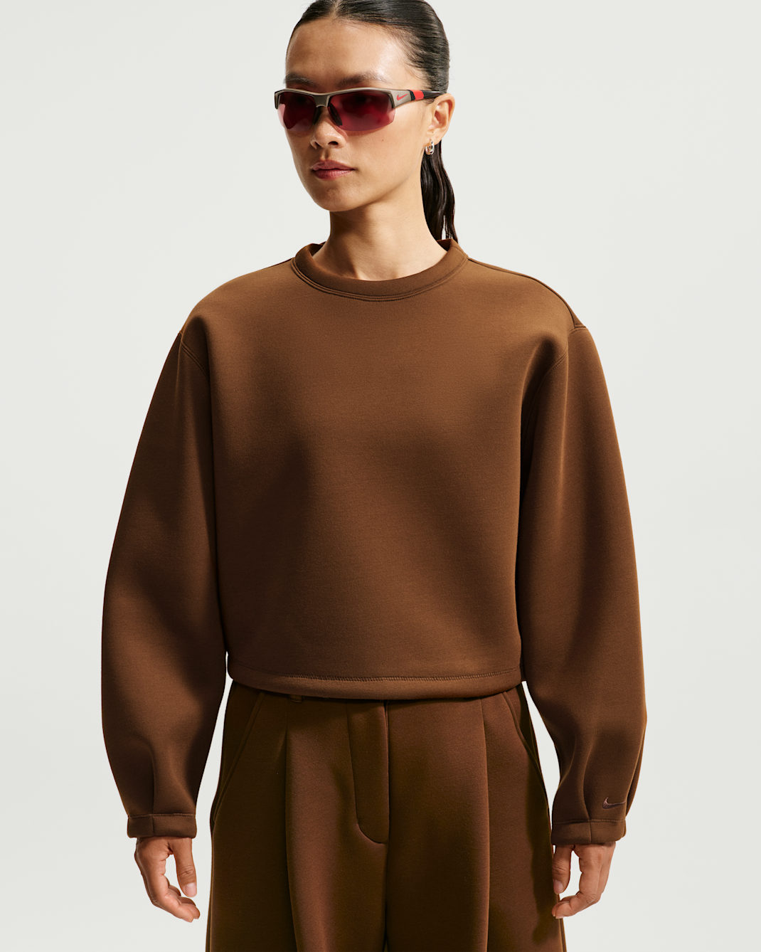 เสื้อแขนยาวทรงโอเวอร์ไซส์ผู้หญิง Nike Article Fleece - Cacao Wow/Cacao Wow