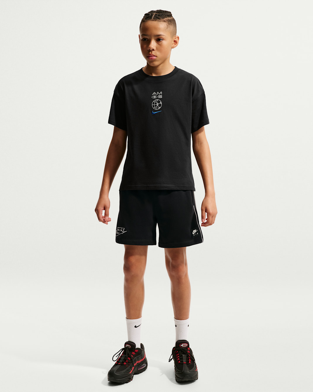 Nike Air Older Kids' Fleece Shorts - Black/White/White