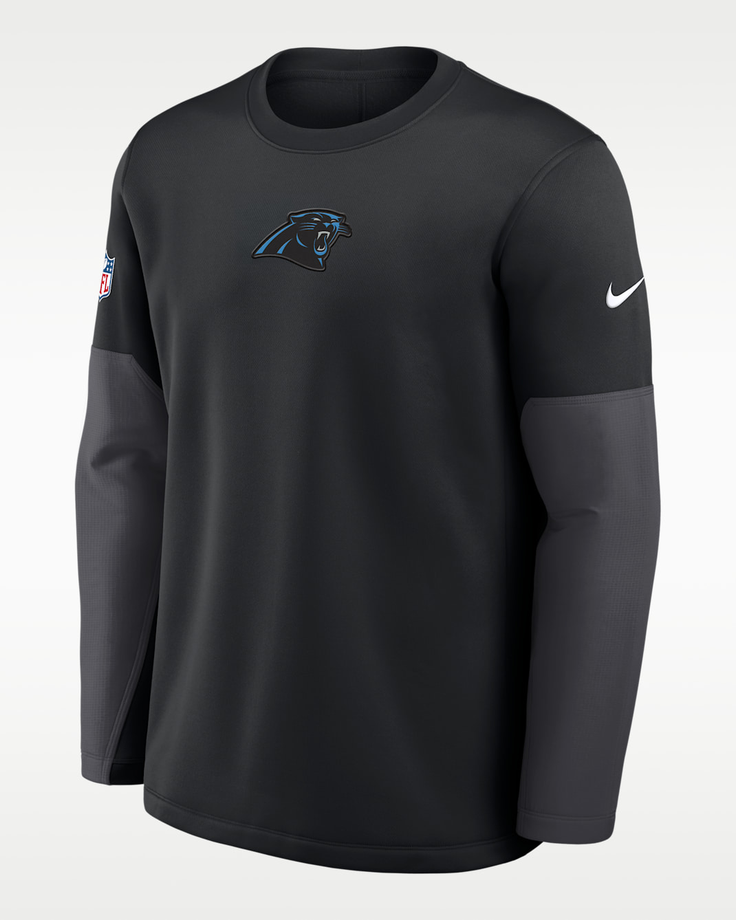 Carolina Panthers Scripted To Win Sideline Coach Men's Nike Therma-FIT NFL Long-Sleeve T-Shirt - Black