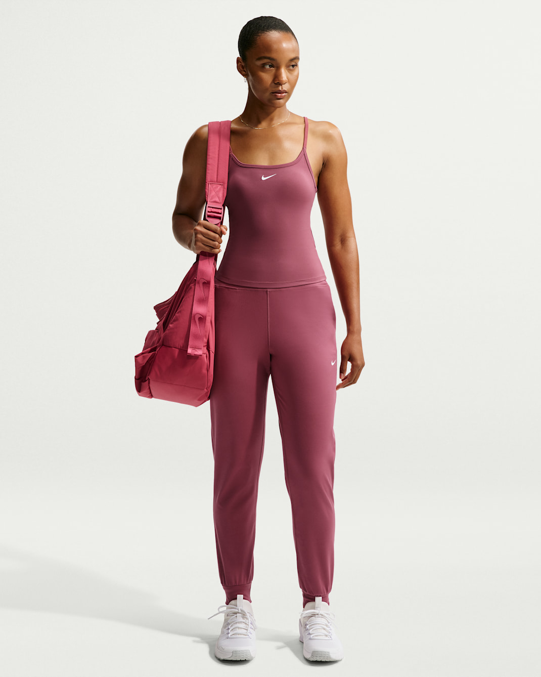 Nike One Women's High-Waisted Full-Length Knit Joggers - Pink Smoke/White