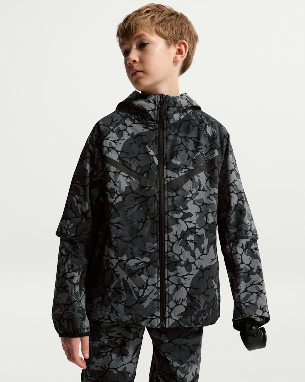 Nike Sportswear Tech Woven Big Kids' (Boys') Full-Zip Top - Black/Black