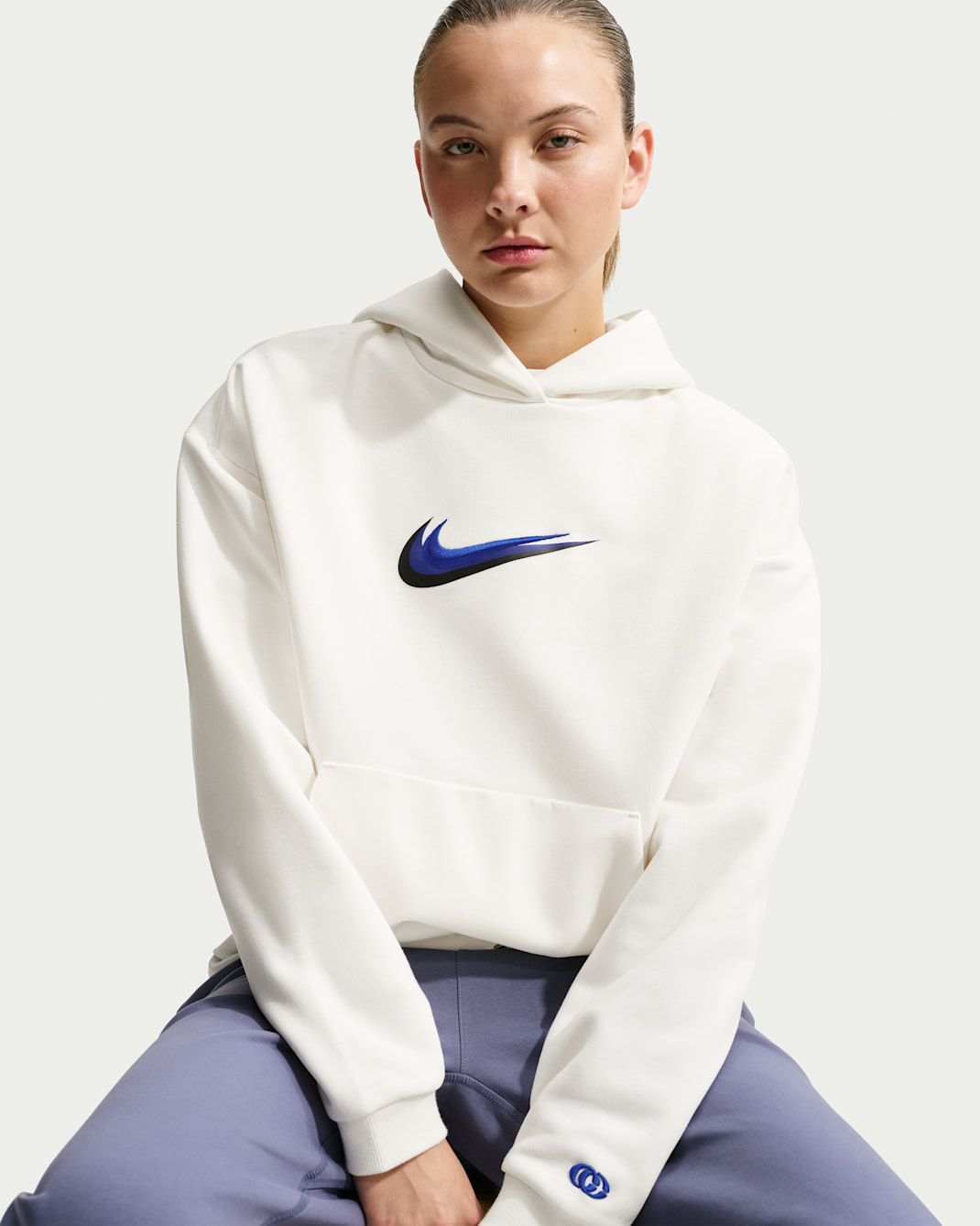Caitlin Clark Standard Issue Women's Dri-FIT Pullover Basketball Hoodie - Sail/Pale Ivory/Hyper Royal