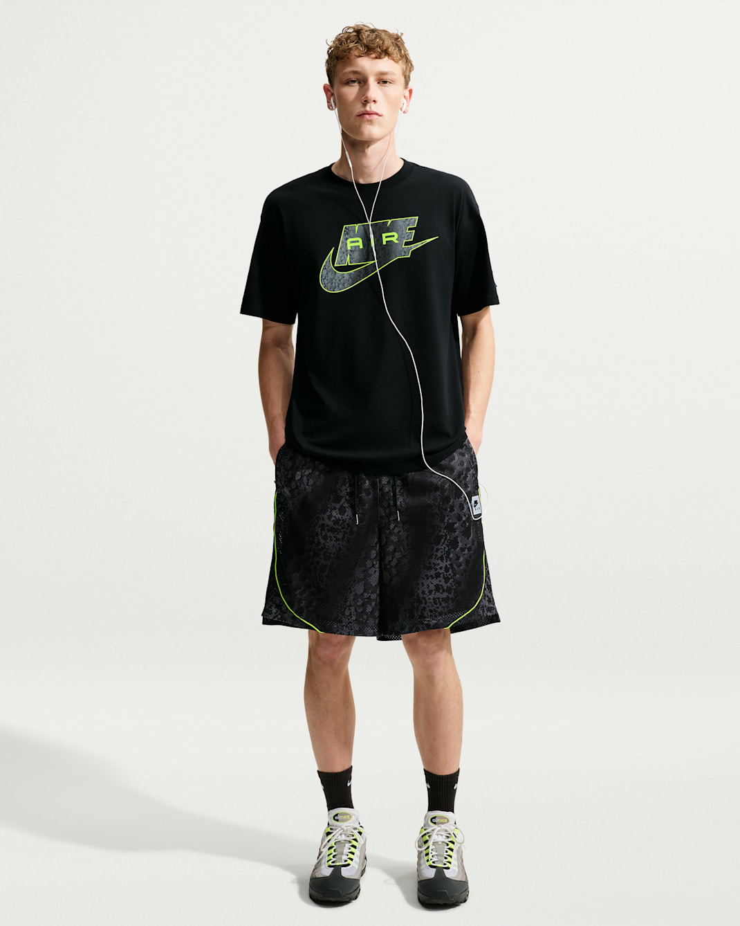 Nike Air Men's All-Over Print Mesh Shorts - Smoke Grey/Volt/Black