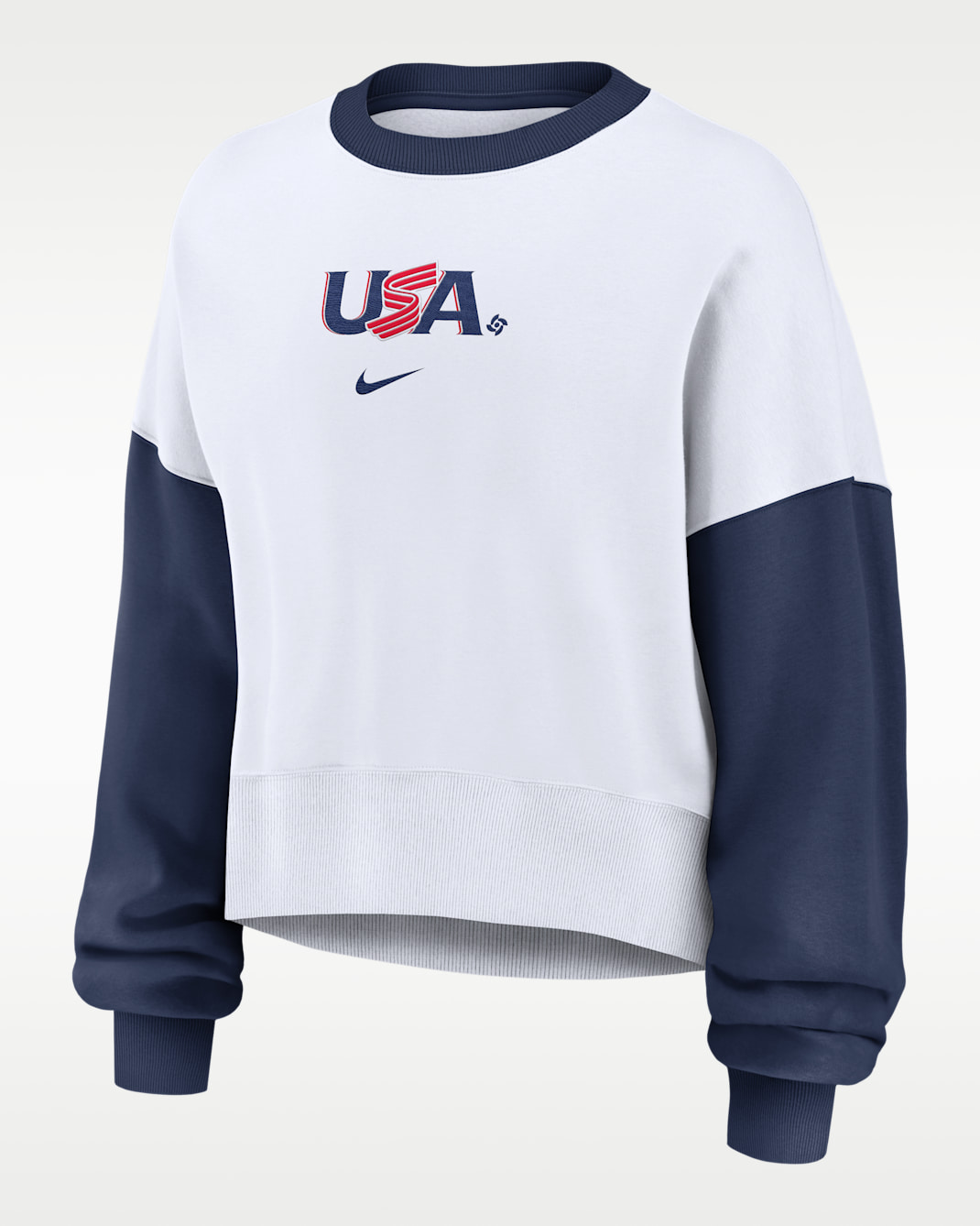 USA Baseball 2026 World Baseball Classic Women's Nike Pullover Crew - White/Navy