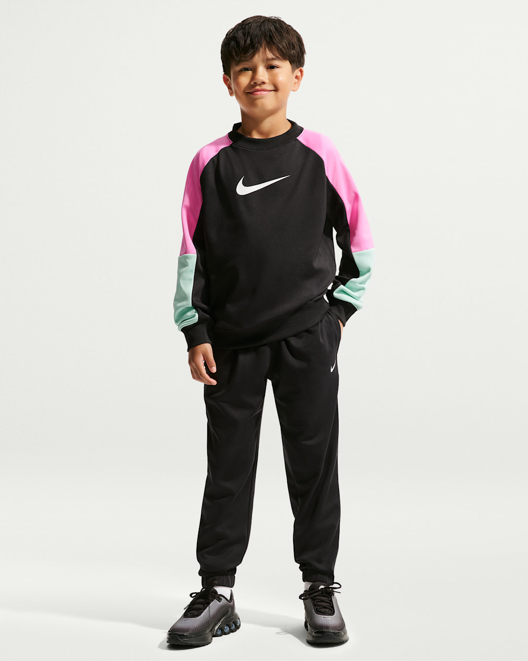 Nike Sportswear Older Kids' Dri-FIT Tracksuit - Black/Playful Pink/Arctic Green/White