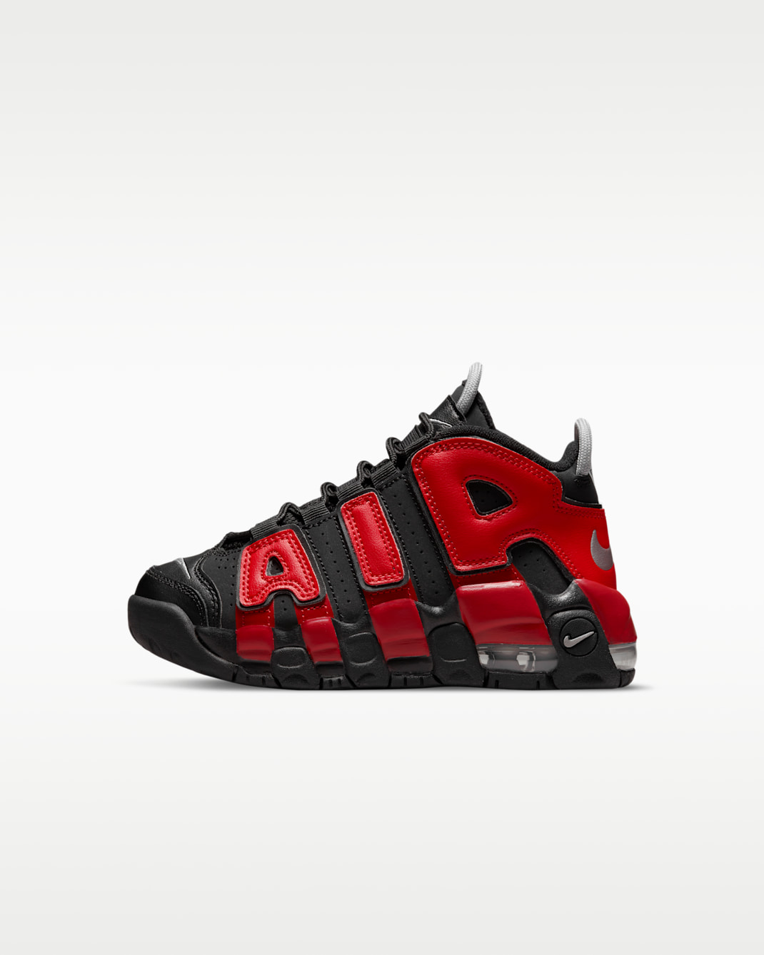 Calzado para niños talla pequeña Nike Air More Uptempo - Negro/Azul marino medianoche/Blanco/Rojo universitario
