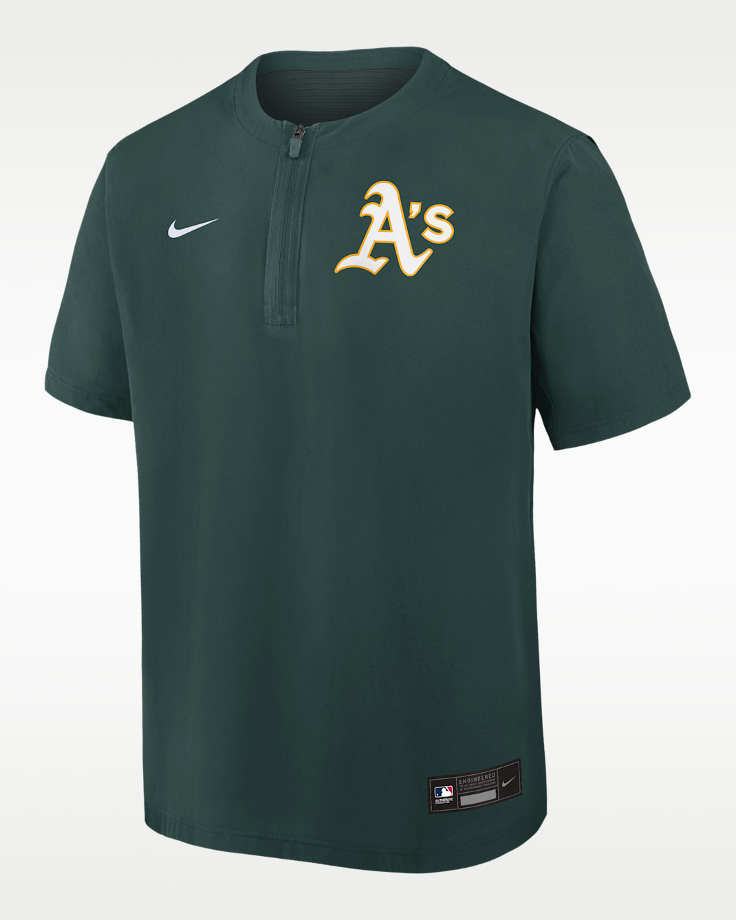Athletics Authentic Collection Men's Nike Dri-FIT MLB 1/4-Zip Short-Sleeve Windshirt - Pro Green