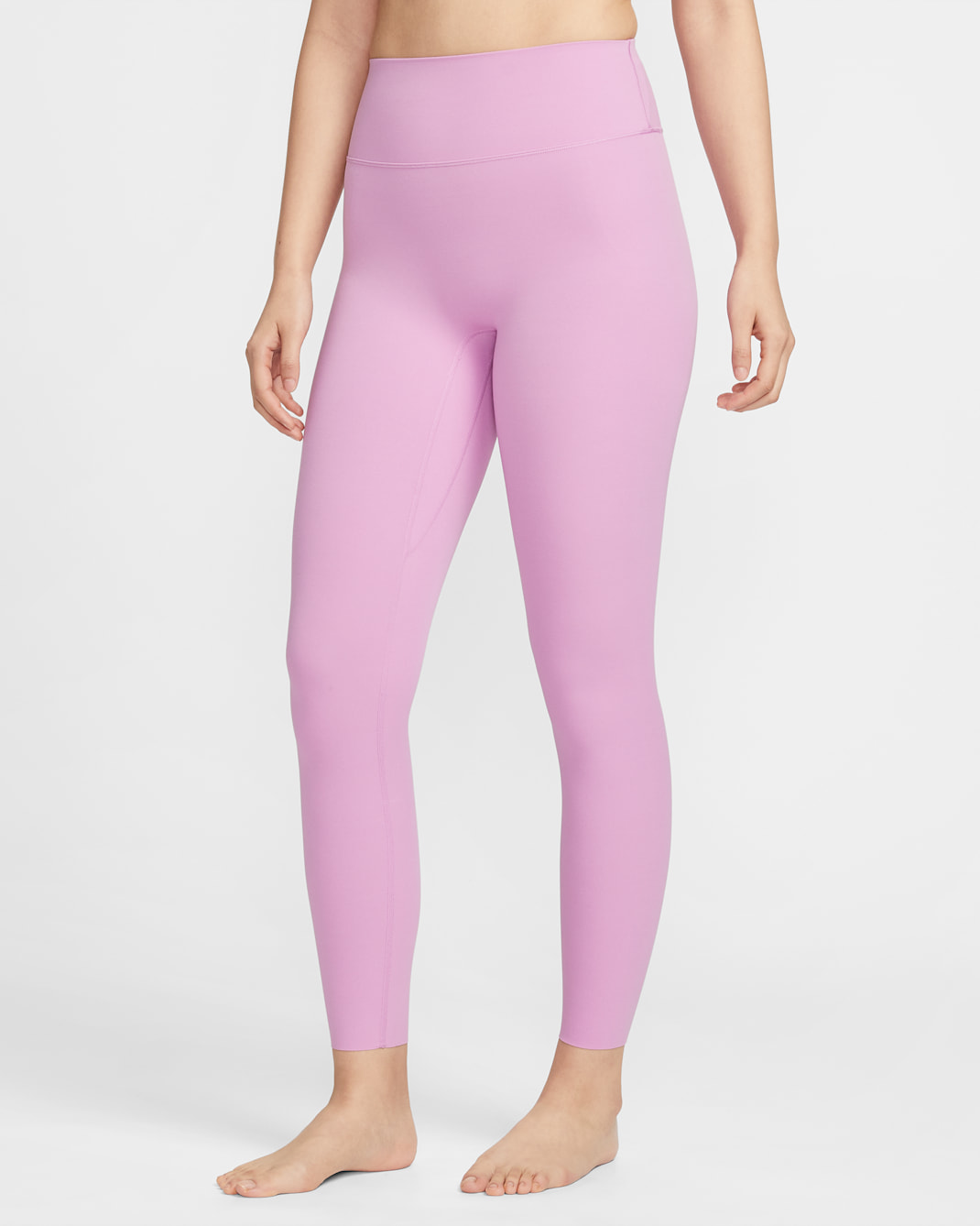Nike Zenvy Women's High-Waisted Full-Length Leggings with No Front Seam - Light Magenta/White