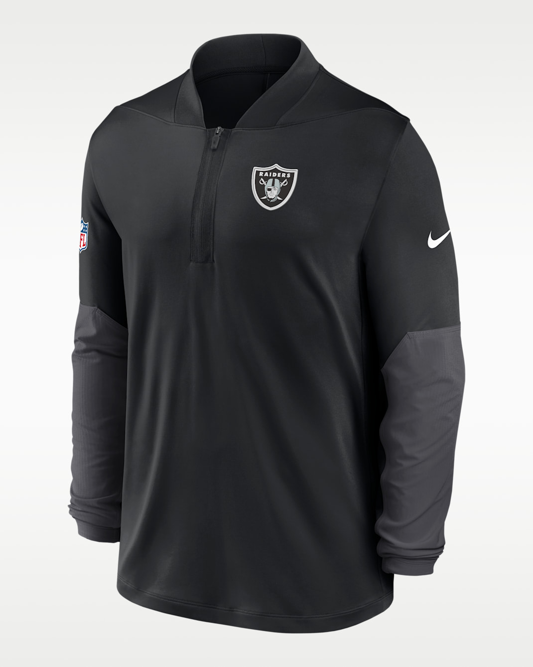 Las Vegas Raiders Feel The Pressure Men's Nike Dri-FIT NFL 1/2-Zip Top - Black