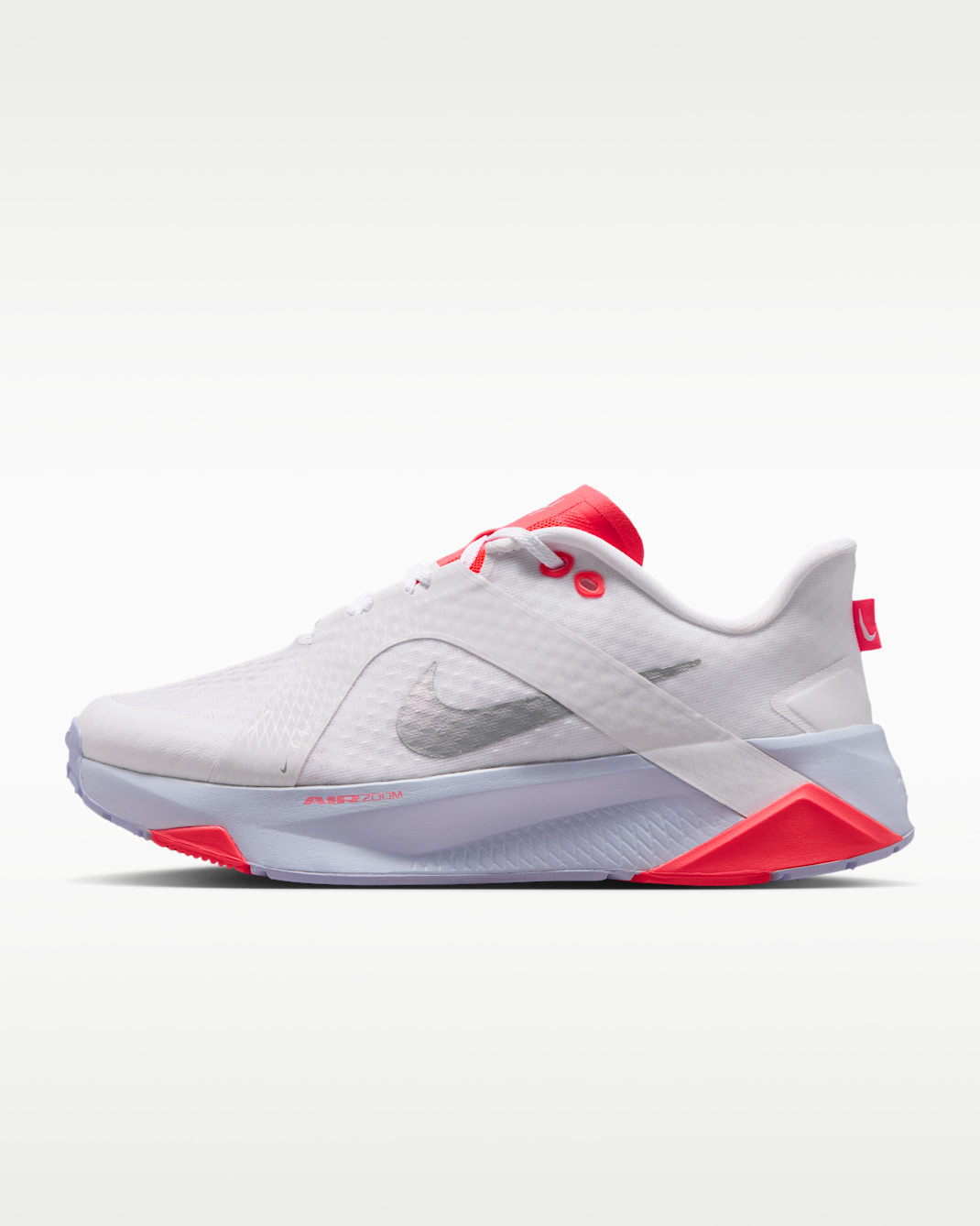 Tenis de entrenamiento para mujer Nike Hybrid RN - Blanco/Carmesí láser/Gris fútbol/Plata metalizado