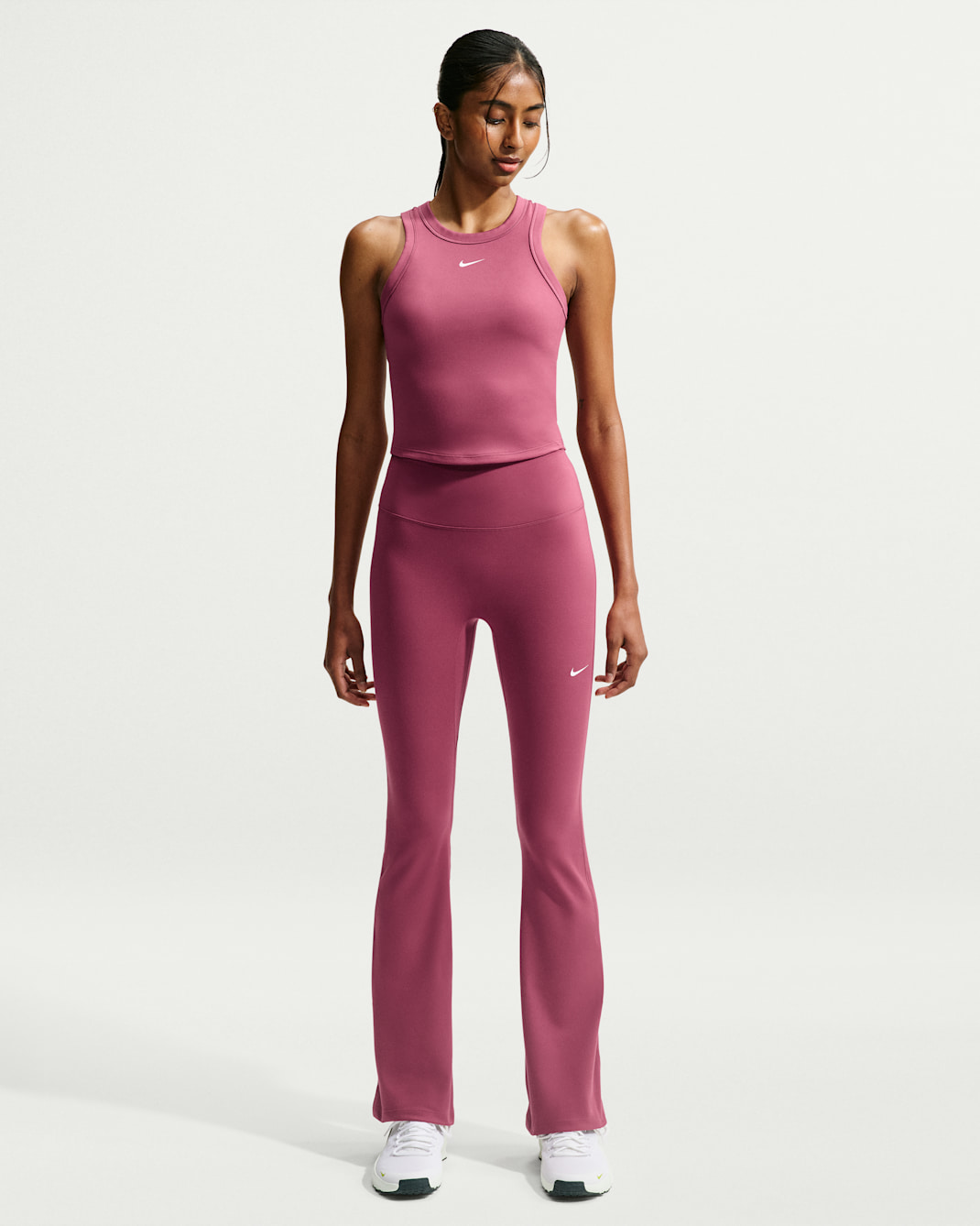 Nike One Women's High-Waisted Flared Leggings - Pink Smoke/White