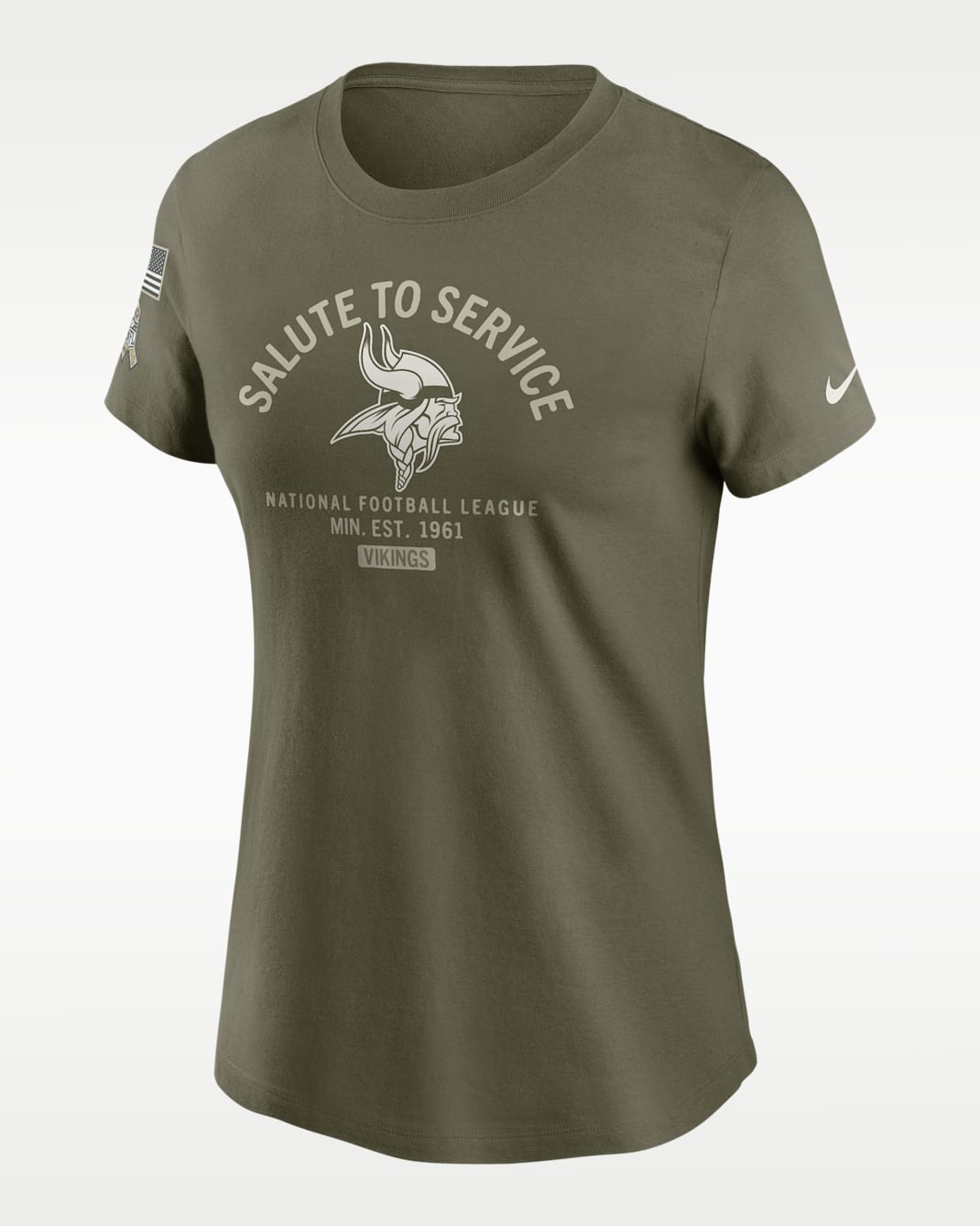 Minnesota Vikings Salute to Service Sideline Women's Nike NFL T-Shirt - Olive