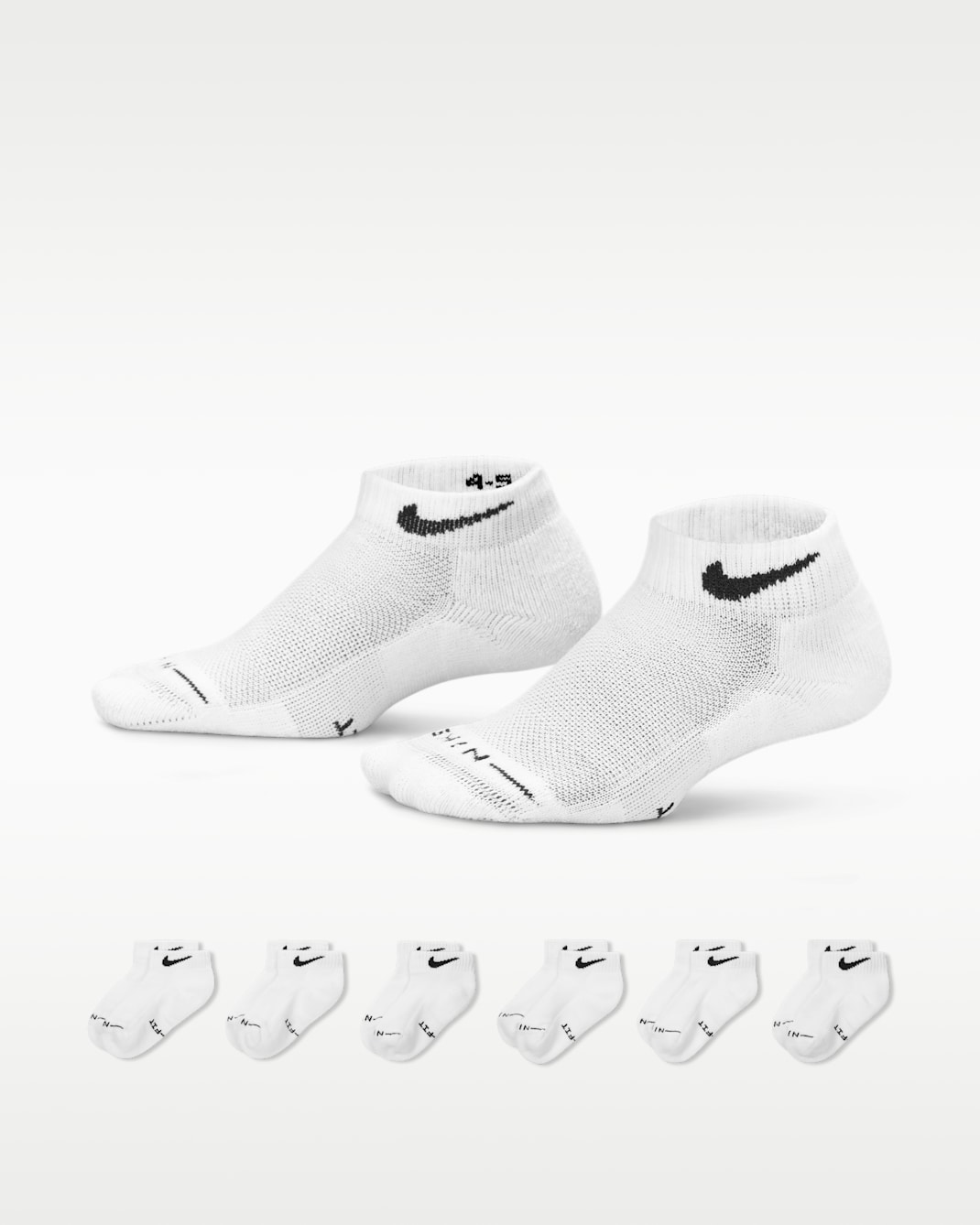 Calcetines bajos Dri-FIT Elevated Everyday para niños (6 pares) Nike - Blanco