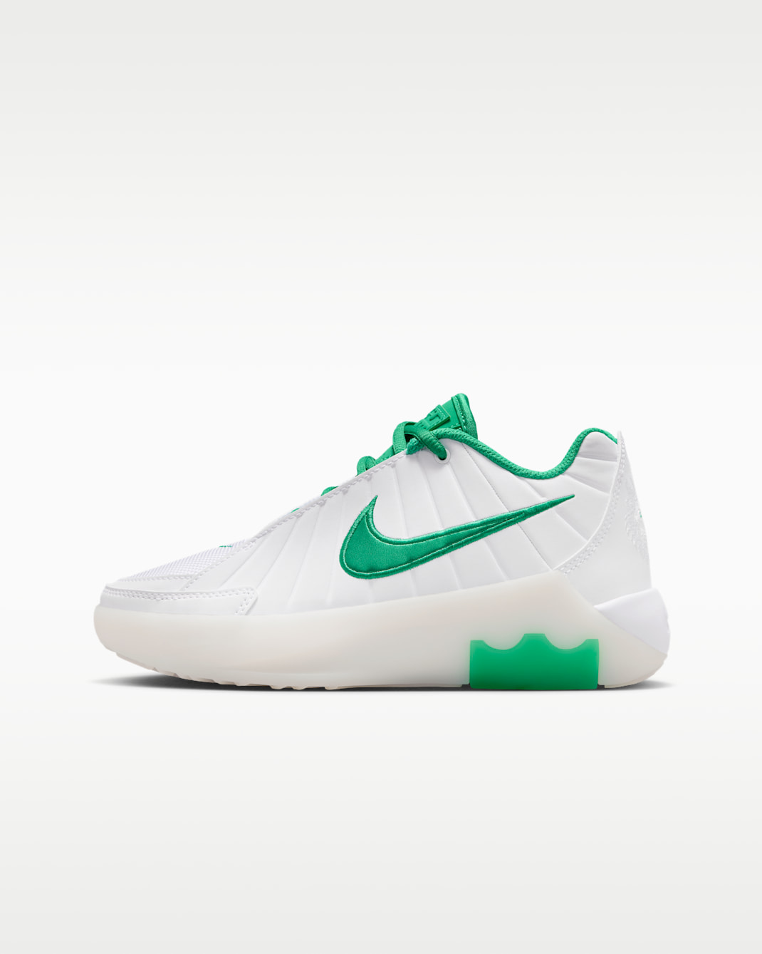 Tenis de básquetbol para niños grandes LeBron Witness 9 - Blanco/Blanco/Oro metalizado/Verde estadio