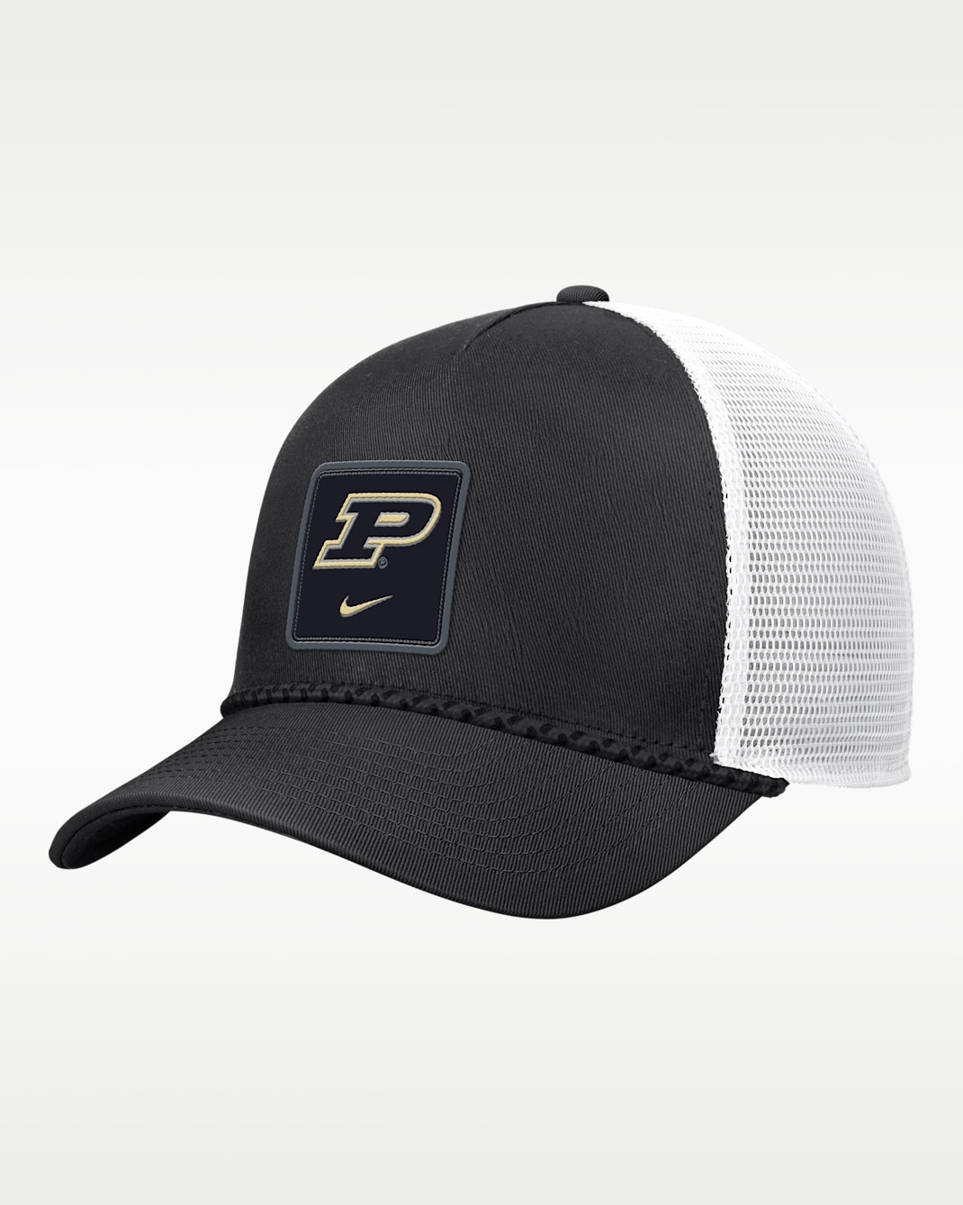 Purdue Sideline Rope Men's Nike College Trucker Adjustable Hat - Black