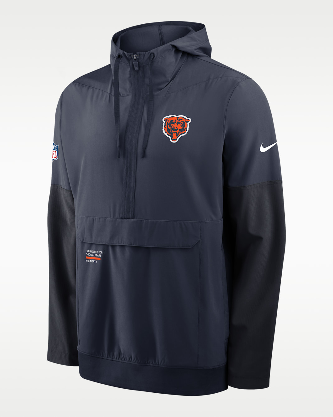 Chicago Bears Well Rounded Anorak Men's Nike NFL 1/2-Zip Hooded Jacket - Navy