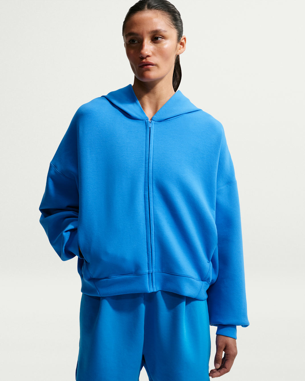 Sudadera con gorro de cierre completo para mujer Nike 24.7 ImpossiblySoft - Azul foto claro/Negro/Azul chispa