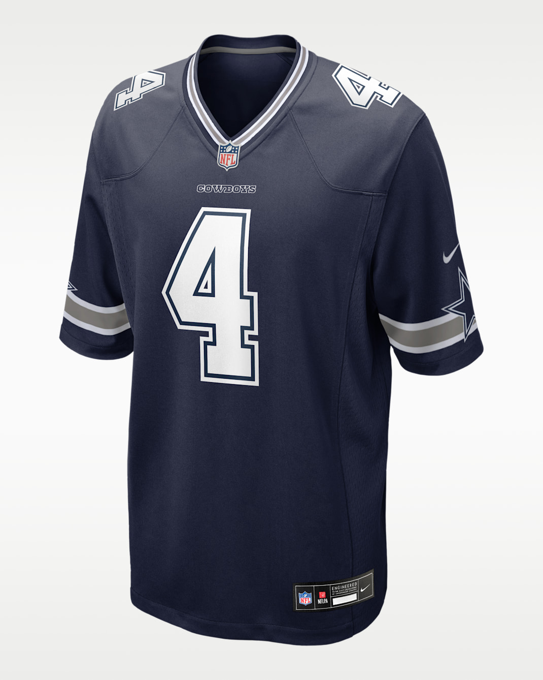 Jersey de juego Nike para hombre Dak Prescott Dallas Cowboys - Azul marino universitario