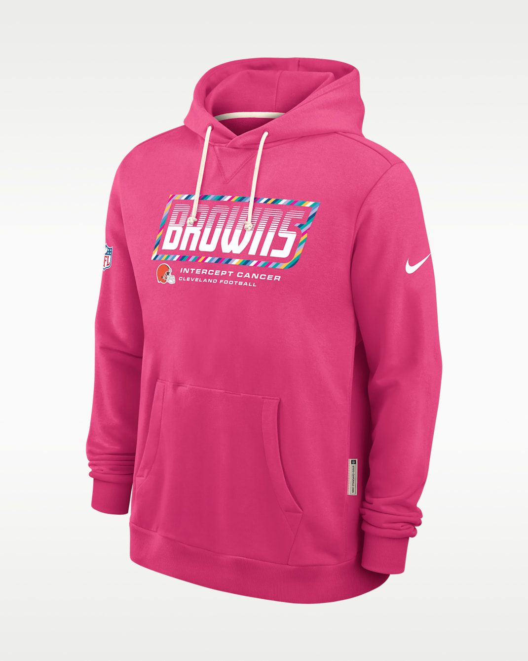 Cleveland Browns Crucial Catch Sideline Standard Issue Men's Nike Dri-FIT NFL Pullover Hoodie - Pink