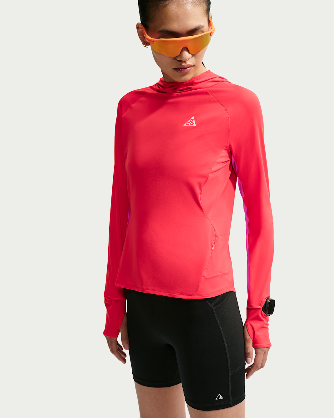 Nike ACG Women's UV-Resistant Hooded Trail Running Mid-Layer Top - Light Crimson/Desert Pink/Summit White