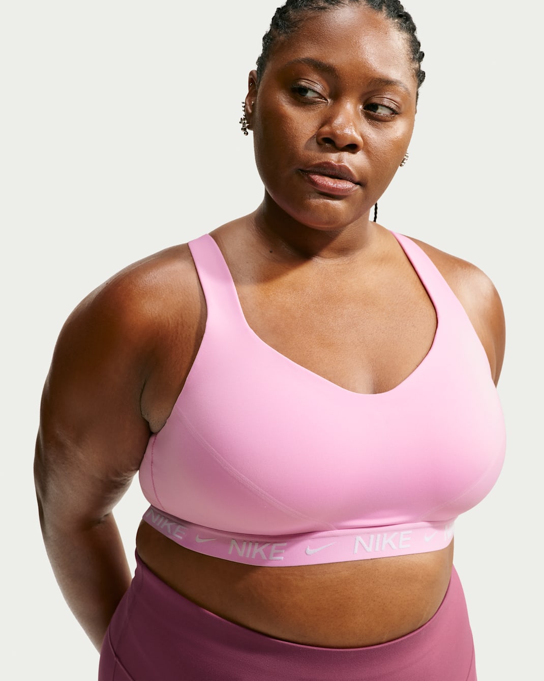 Nike Indy High Support Women's Padded Adjustable Sports Bra (Plus Size) - Pink Rise