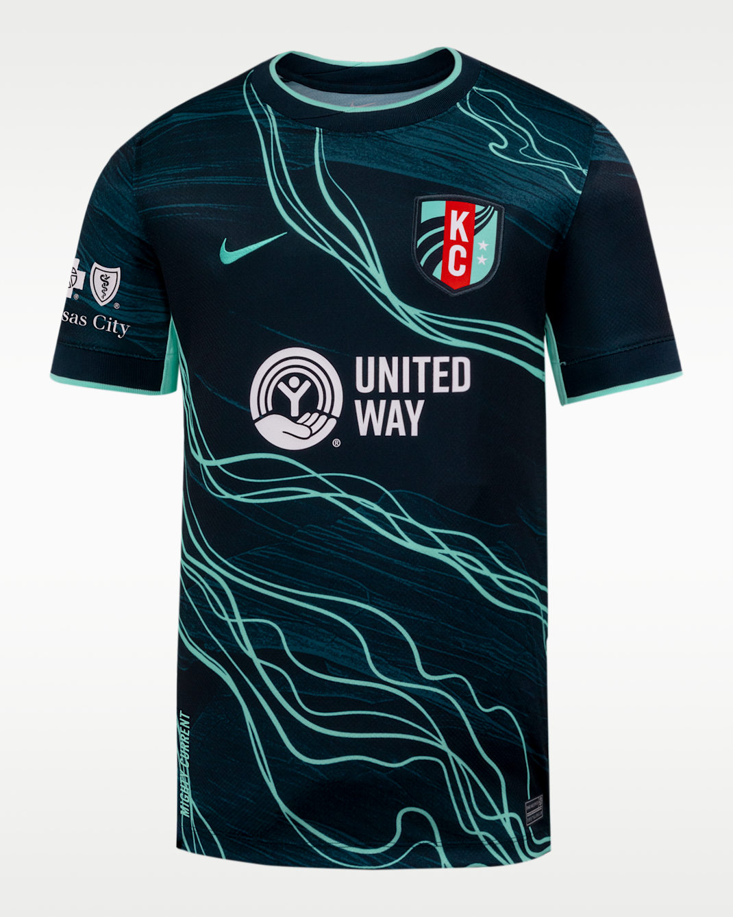 Kansas City Current Stadium Away Big Kids' Nike Dri-FIT NWSL Replica Jersey - Dark Obsidian