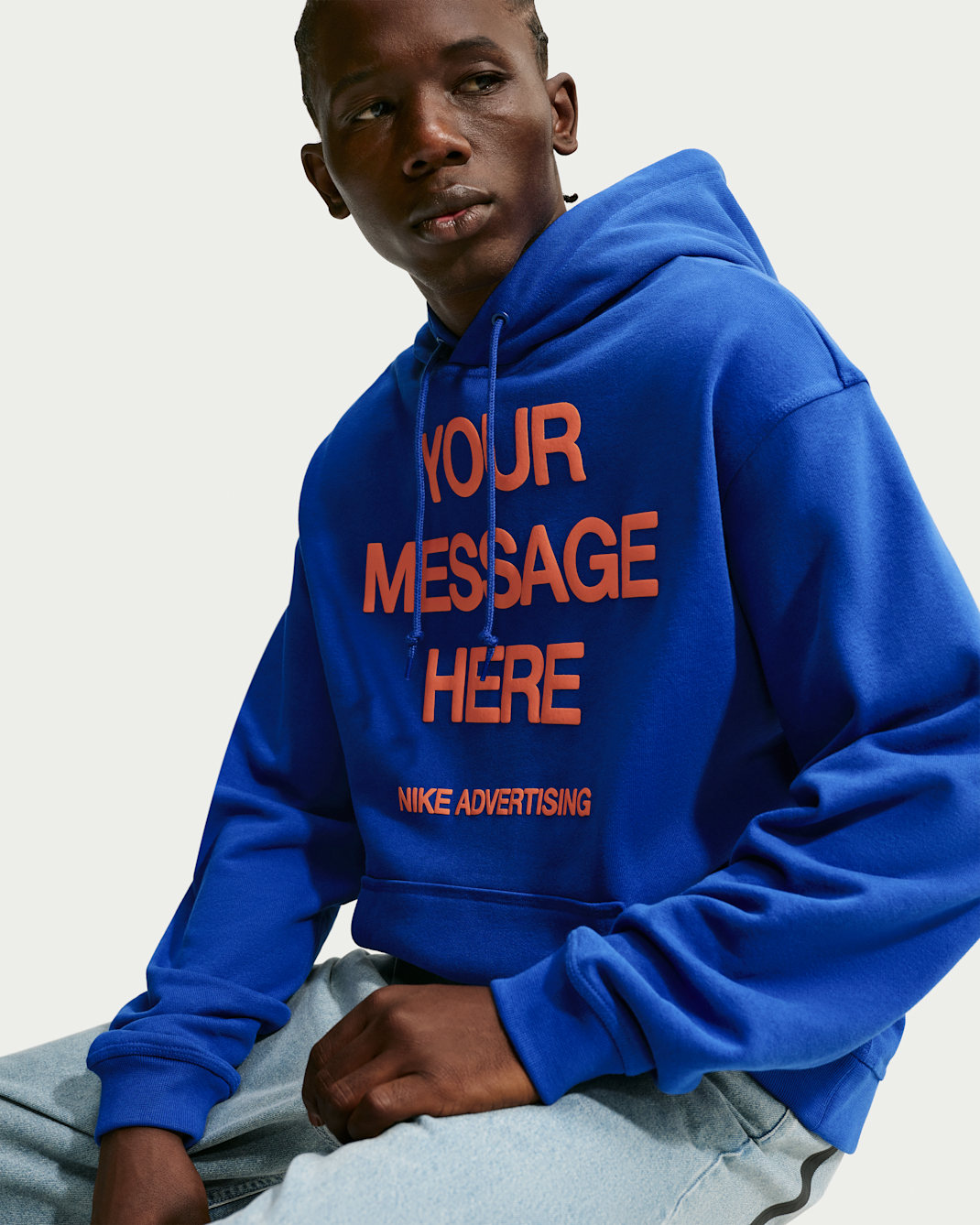 Sweat à capuche en tissu Fleece Nike "Your Message Here" pour homme - Old Royal/Safety Orange/Safety Orange