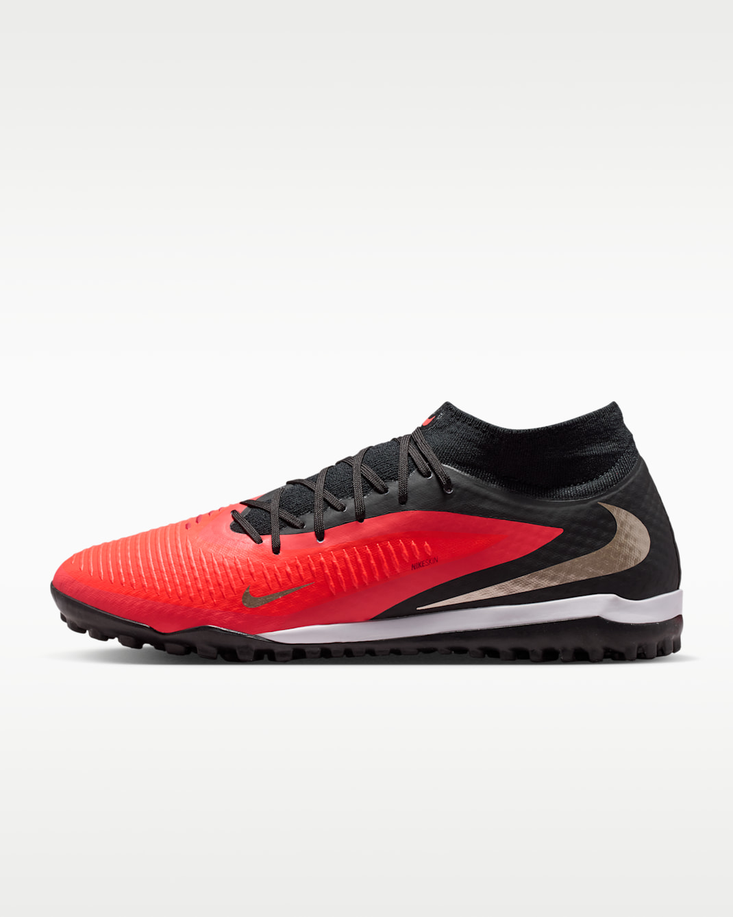 Tacos de fútbol para pasto sintético (turf) Nike Phantom 6 High Academy - Carmesí brillante/Negro/Difuso