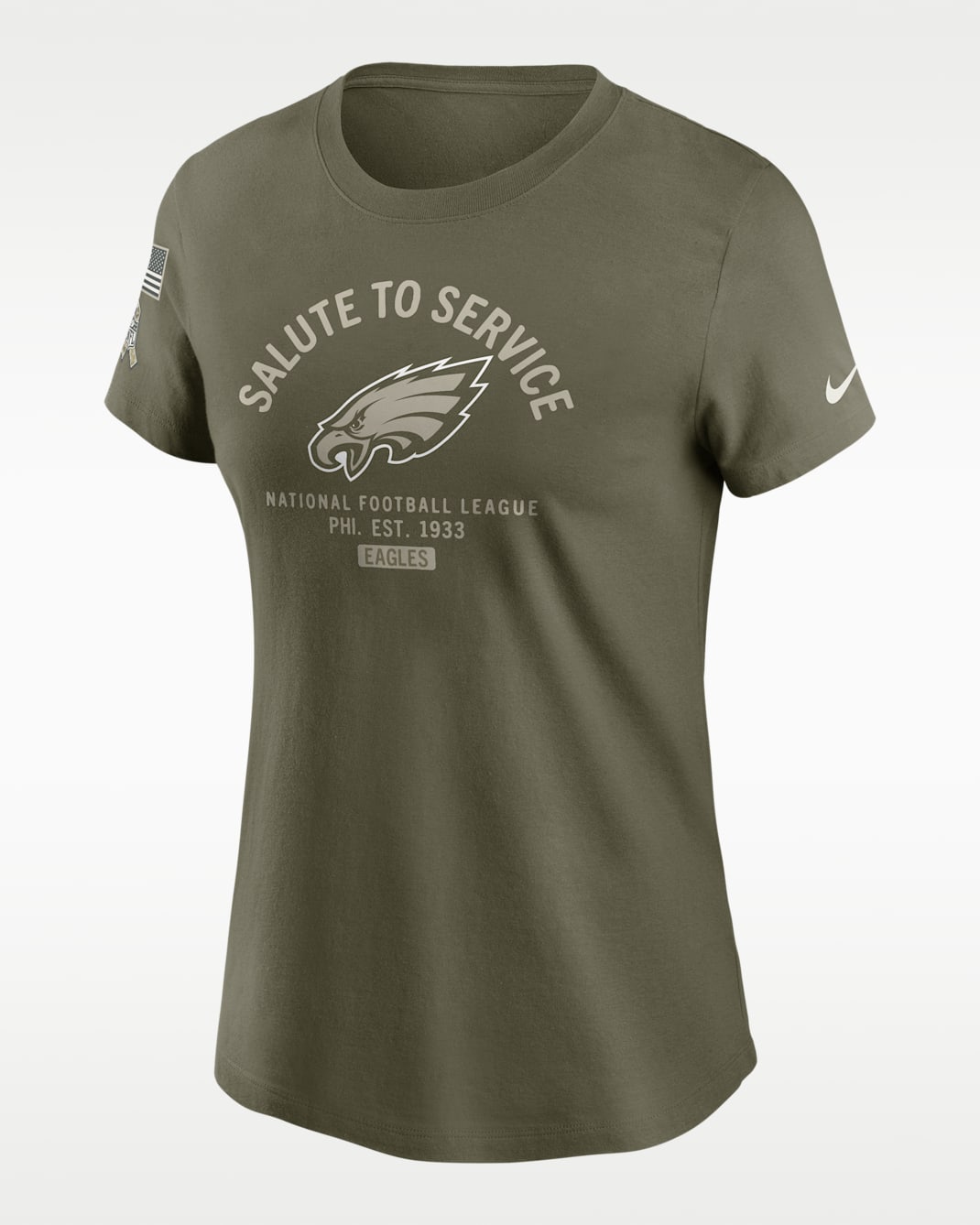 Philadelphia Eagles Salute to Service Sideline Women's Nike NFL T-Shirt - Olive