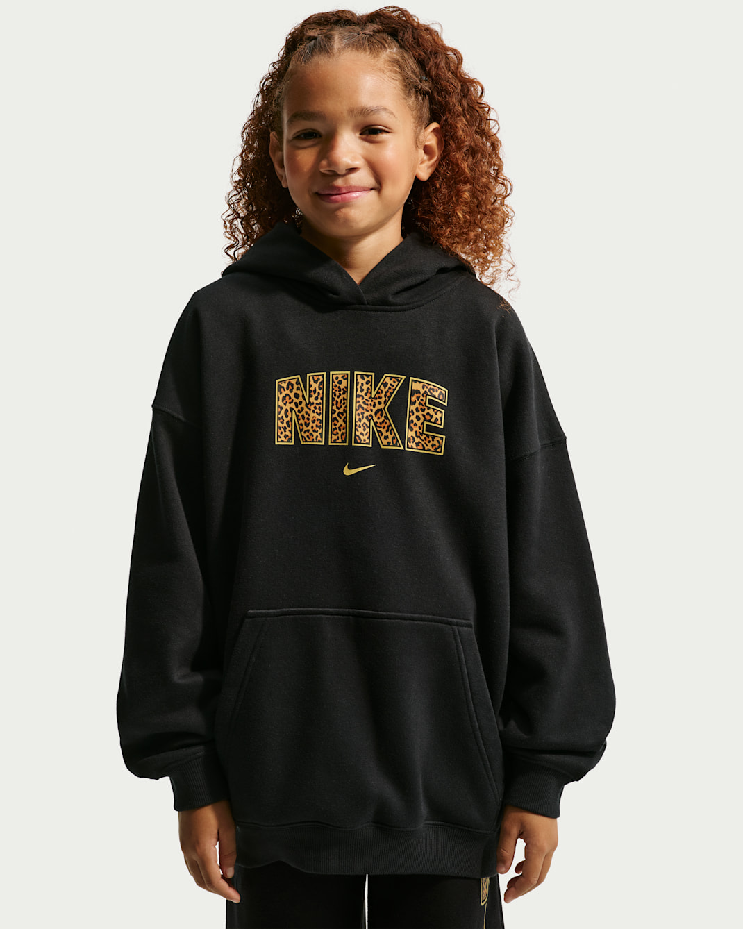 Nike Sportswear Studio Big Kids' (Girls') Oversized Fleece Pullover Hoodie - Black