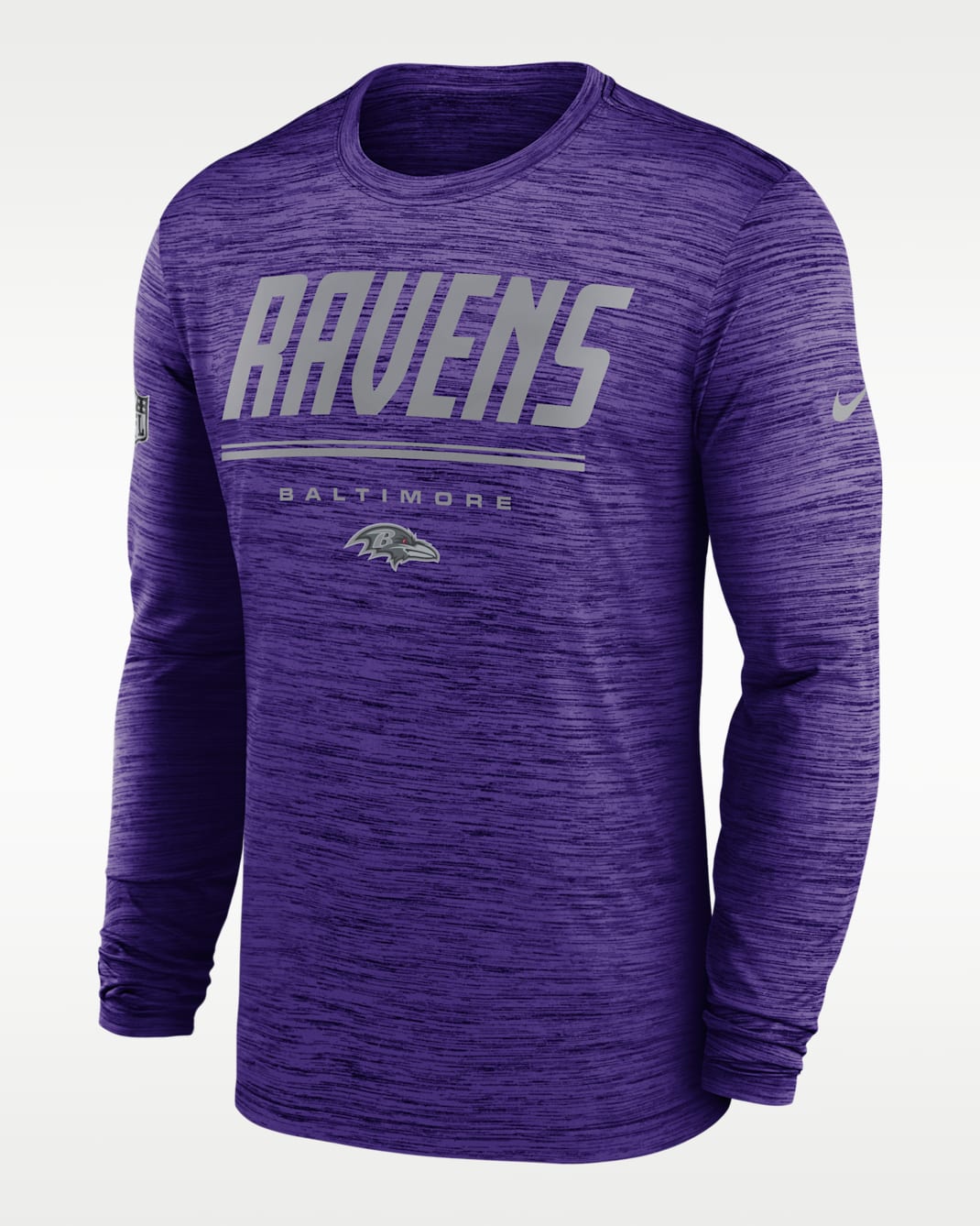 Playera de manga larga Nike Dri-FIT de la NFL para hombre Baltimore Ravens Sideline Team Issue Velocity - Morado