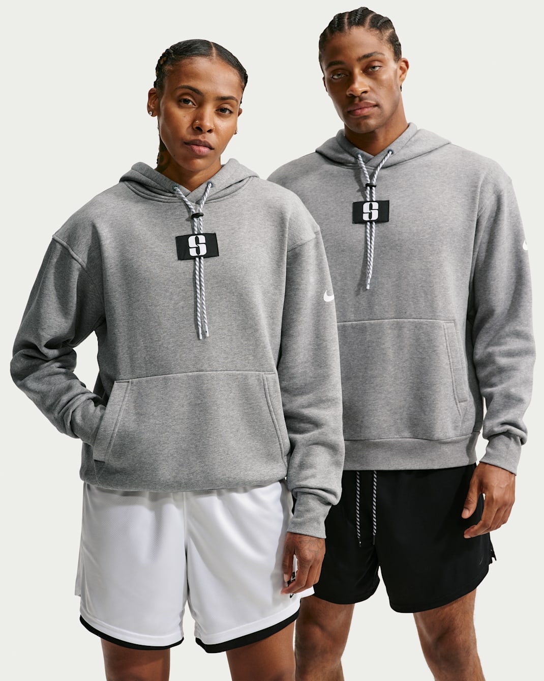 Sabrina Fleece Basketball Hoodie - Carbon Heather/Black